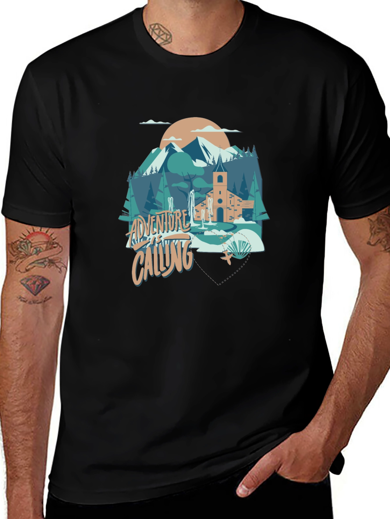 Adventure Calling Graphic Tee - Black