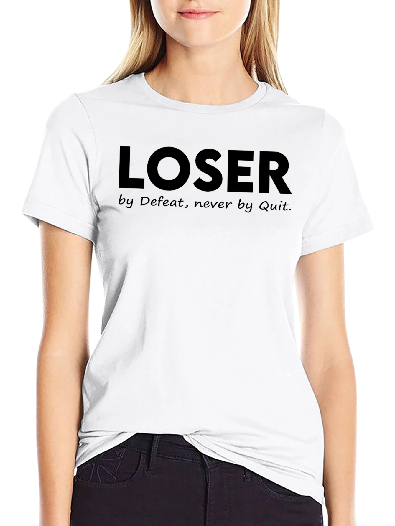 Loser by Defeat Mens Black Graphic T-Shirt
