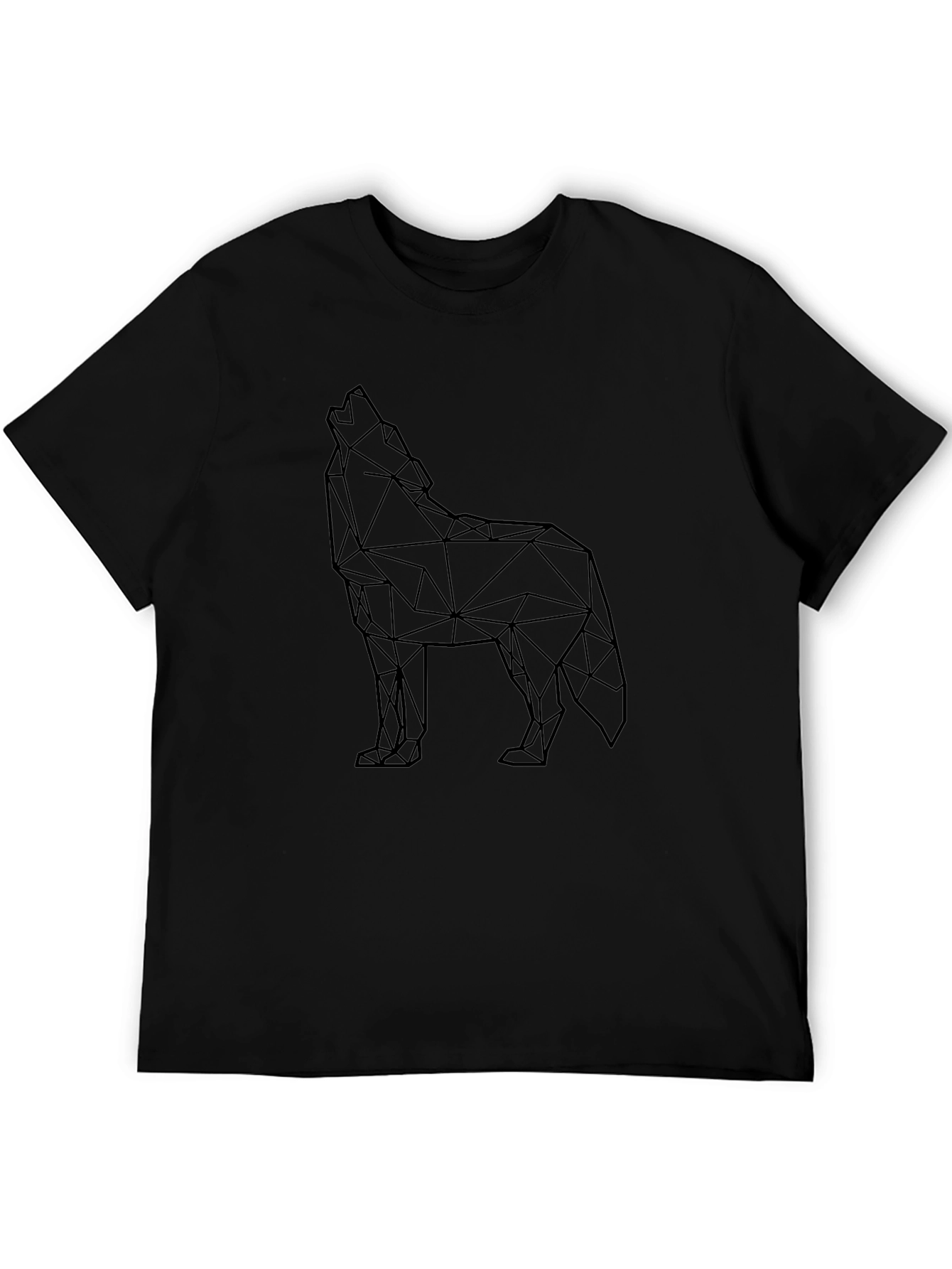 Geometric Wolf Graphic Tee - Modern Black T-Shirt