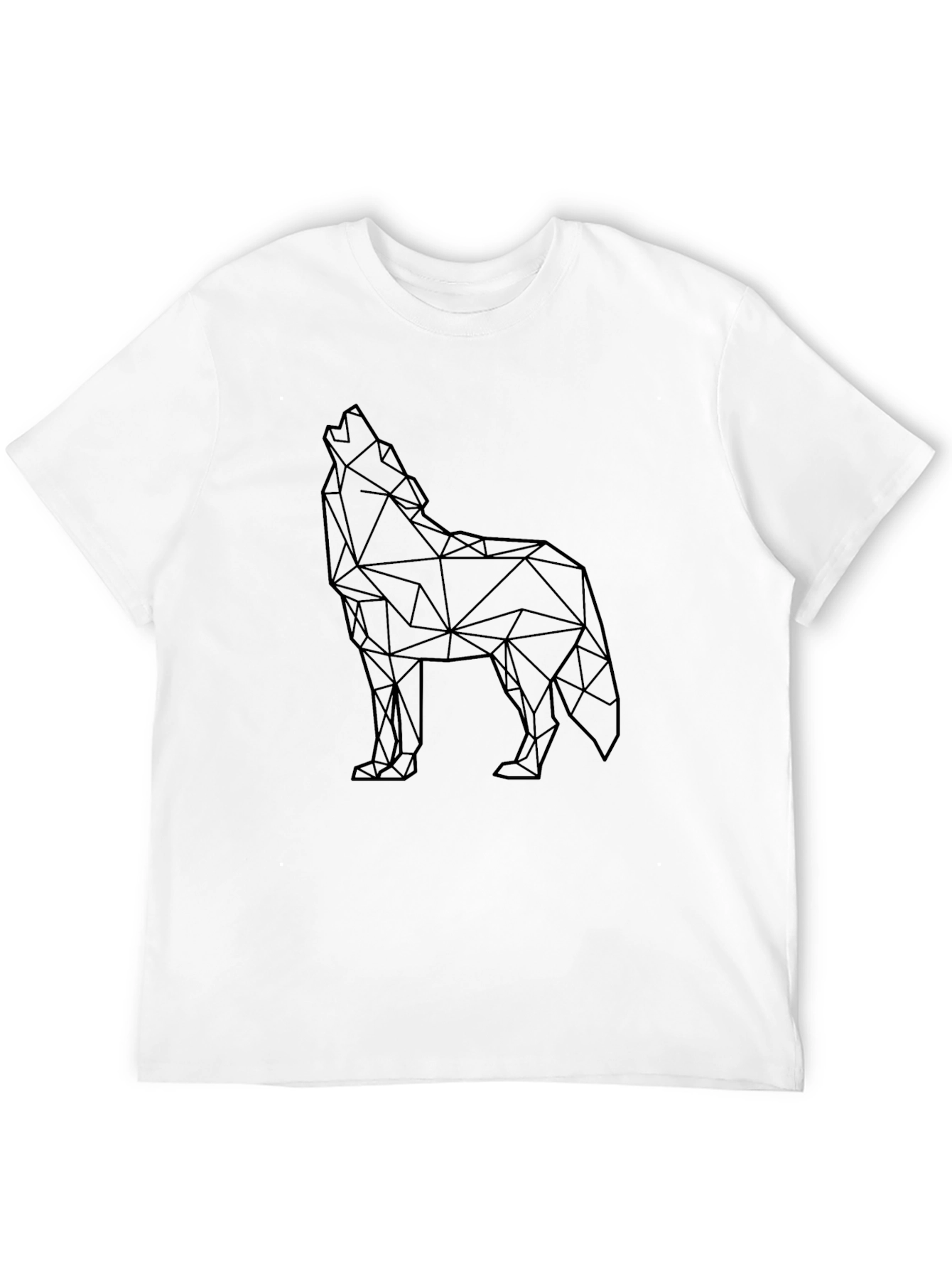 Geometric Wolf Graphic Tee - Modern Black T-Shirt