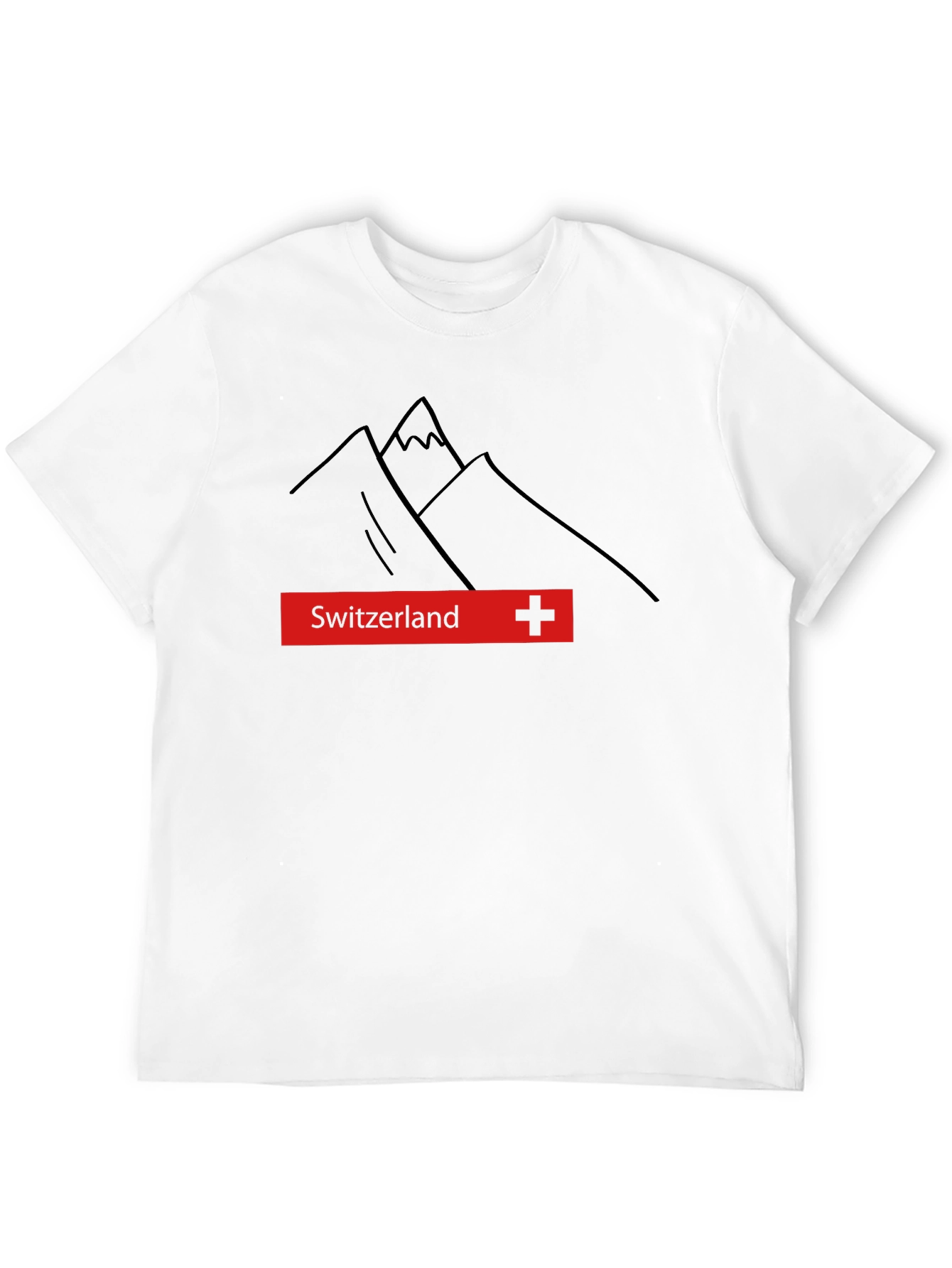 Switzerland Mountain Graphic Tee - Black Cotton T-Shirt