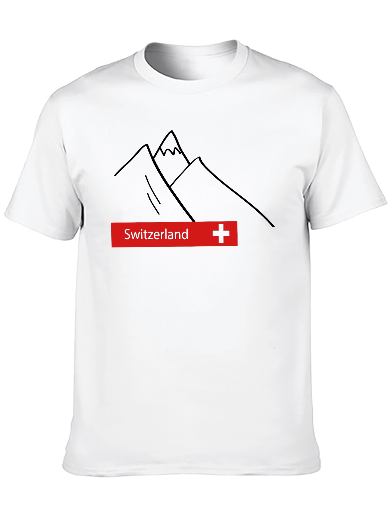 Switzerland Mountain Graphic Tee - Black Cotton T-Shirt