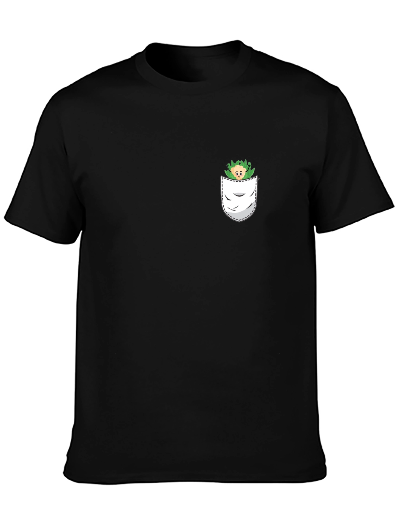 Mens Black T-Shirt with Pocket Monster Graphic