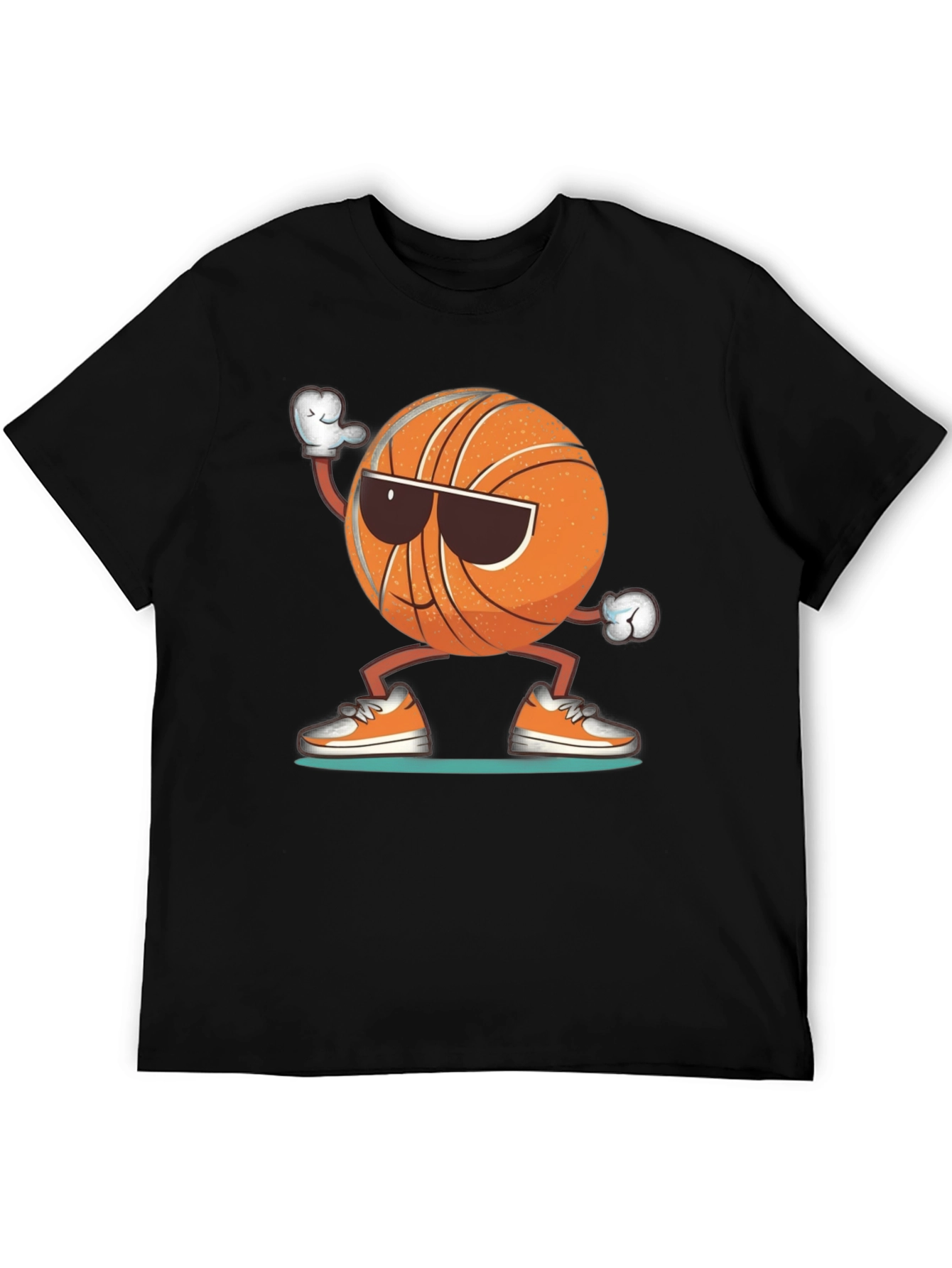 Cool Basketball Graphic Tee - Black Cotton Blend