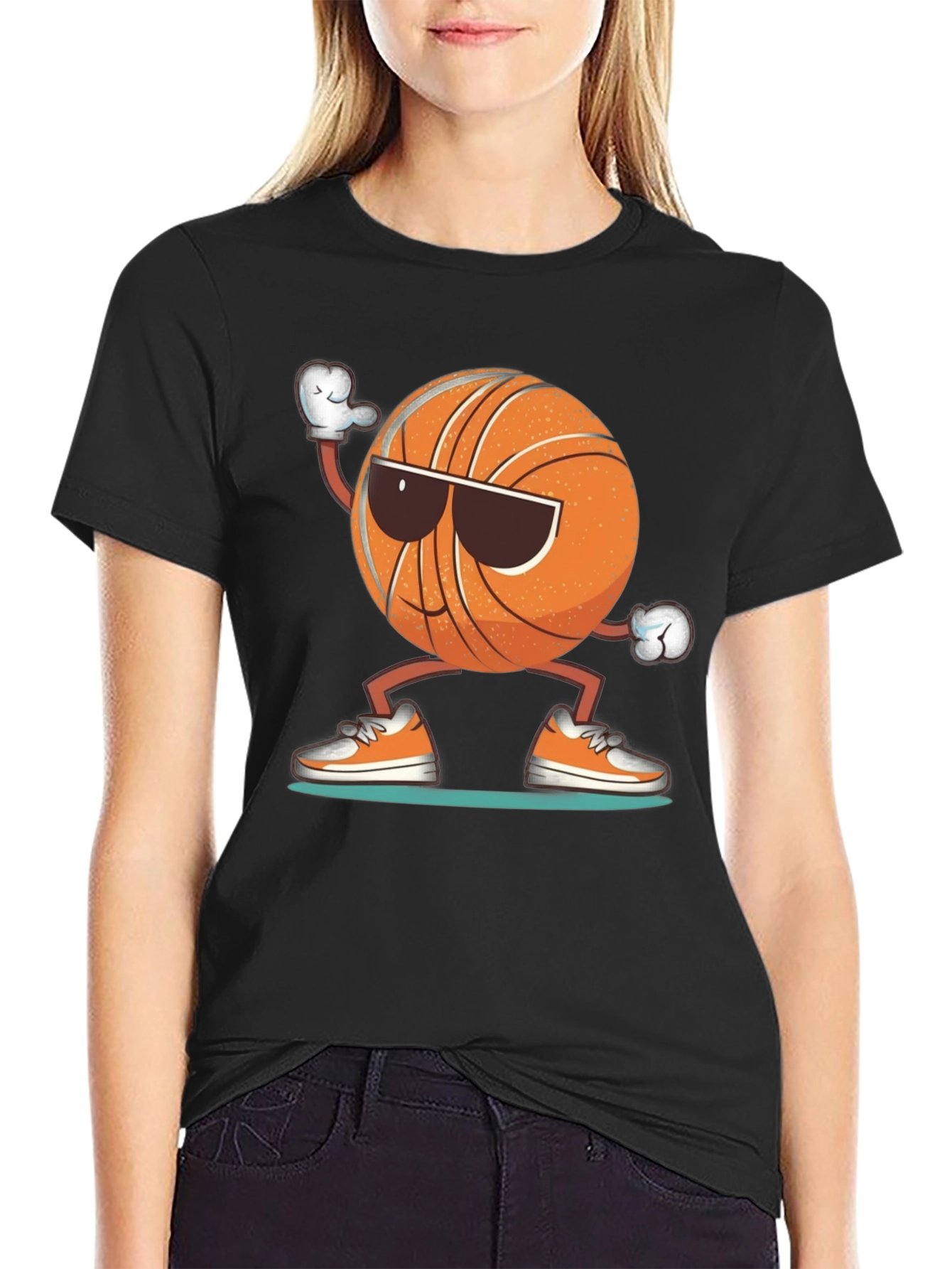 Cool Basketball Graphic Tee - Black Cotton Blend