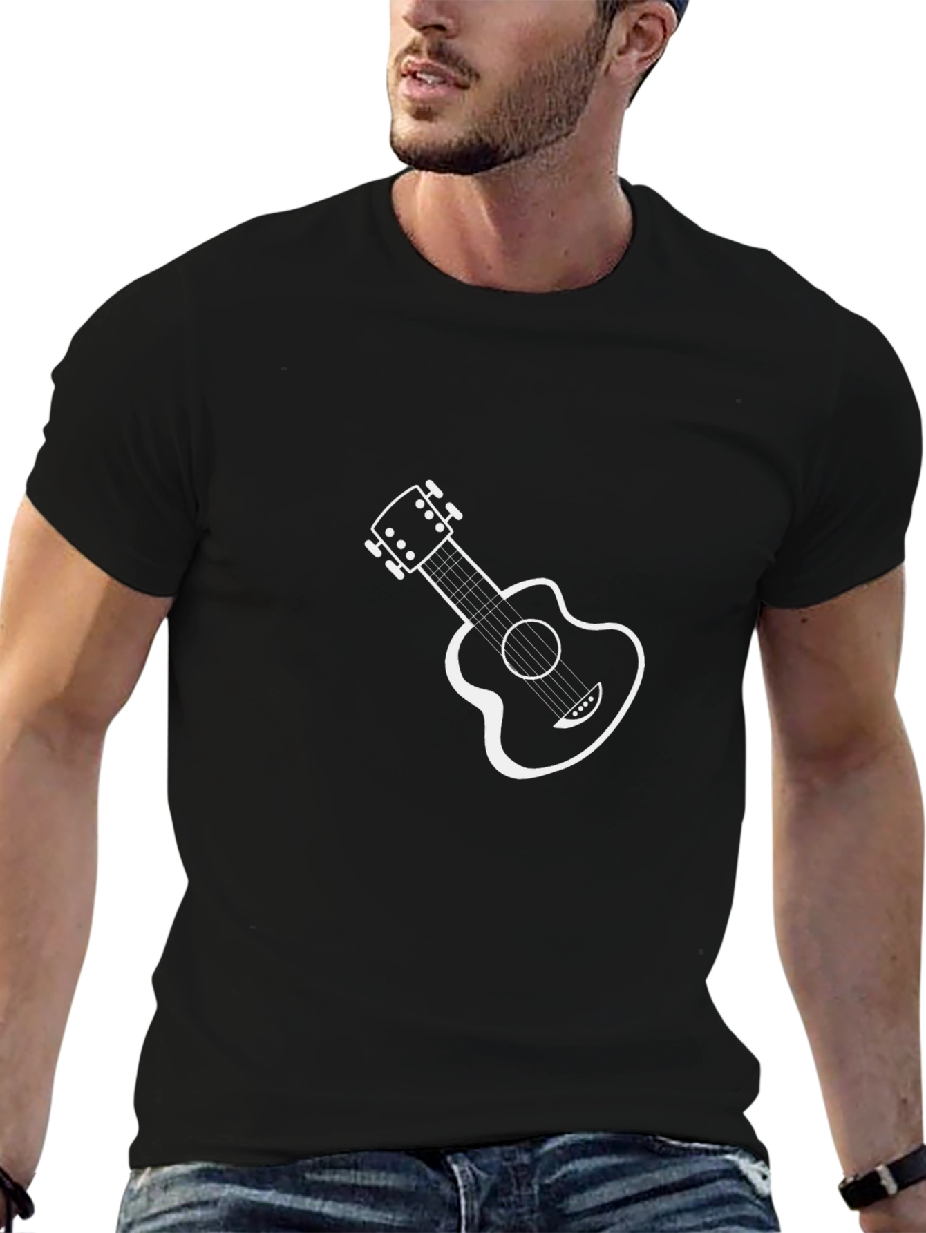 Cool Guitar Graphic Black Tee Shirt