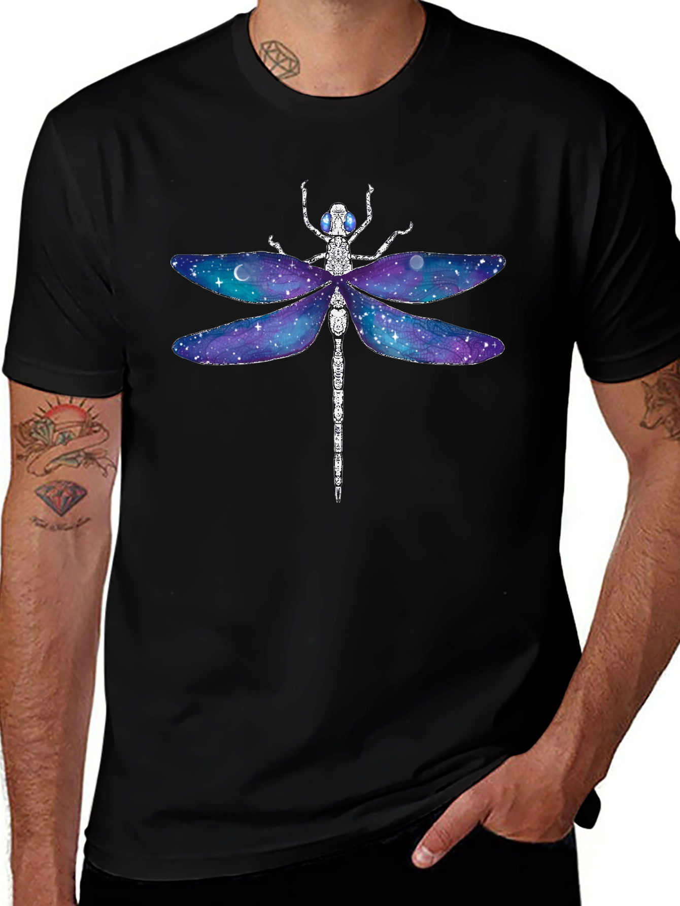 Galaxy Dragonfly Graphic Tee - Unique Space Design