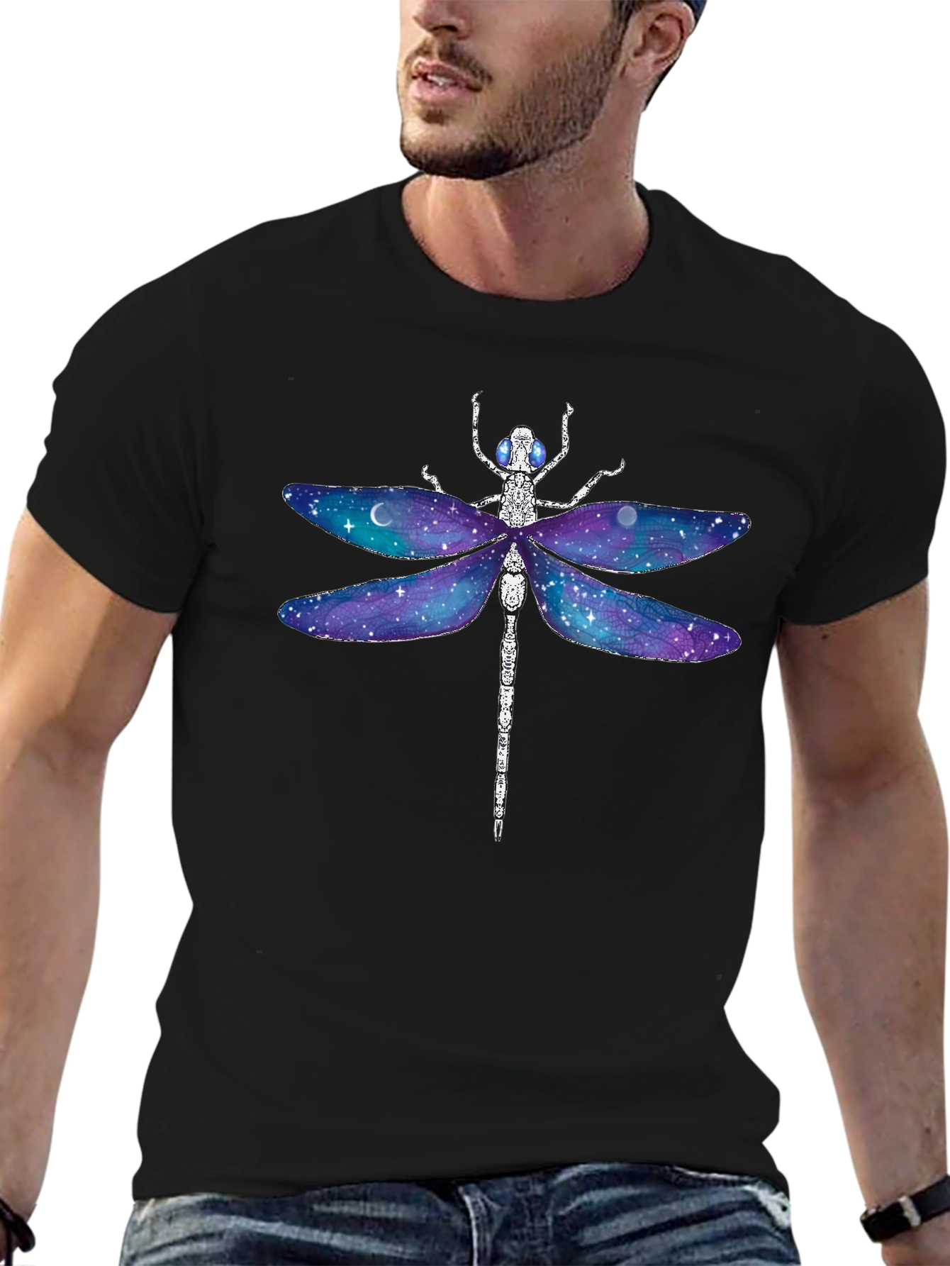 Galaxy Dragonfly Graphic Tee - Unique Space Design