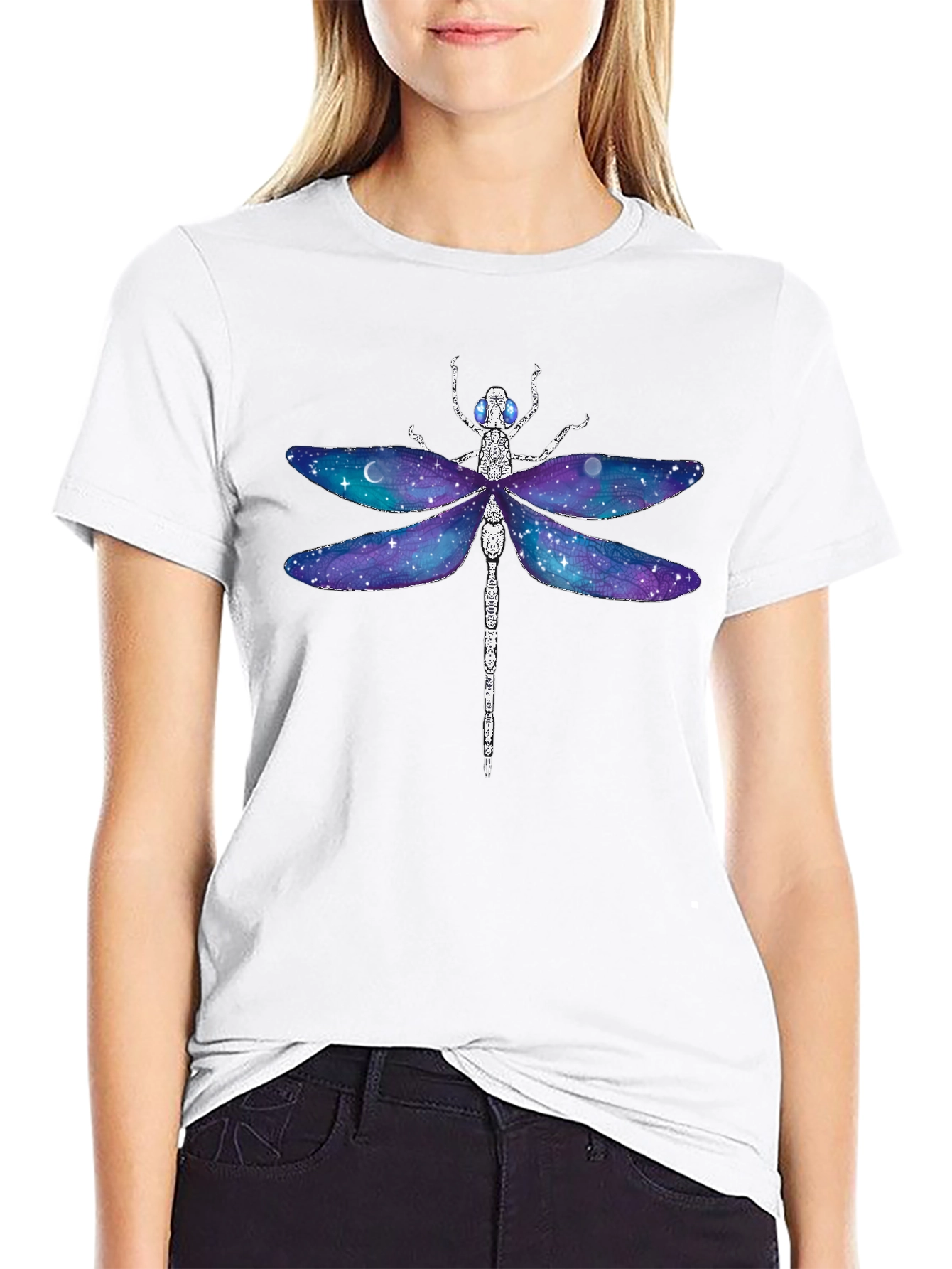 Galaxy Dragonfly Graphic Tee - Unique Space Design