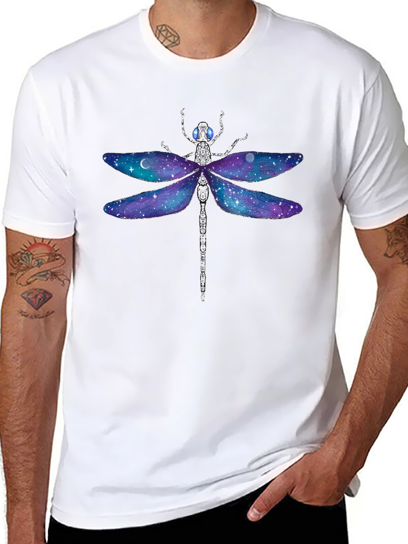 Galaxy Dragonfly Graphic Tee - Unique Space Design