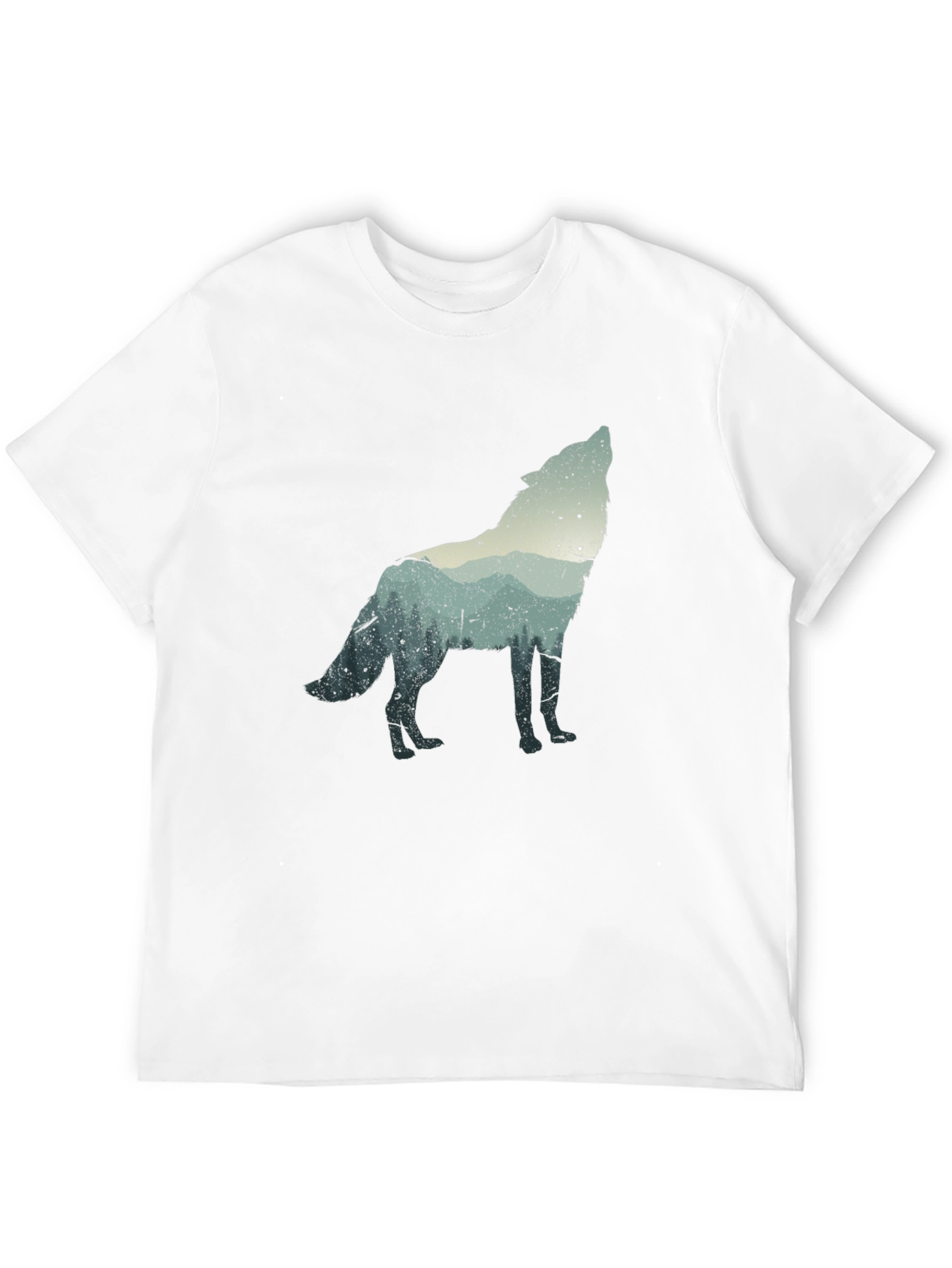 Wolf Silhouette Graphic Tee - Black Crew Neck