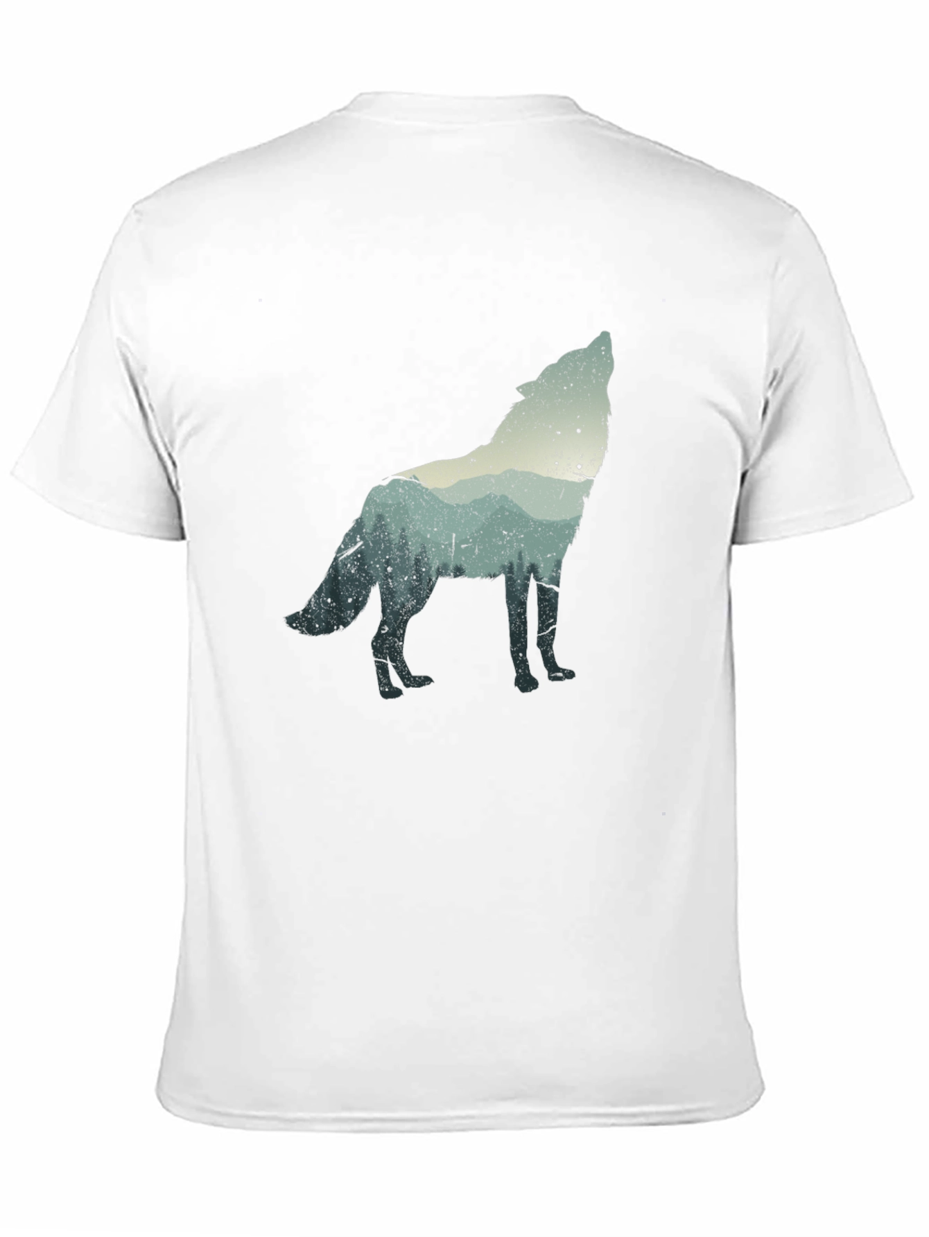 Wolf Silhouette Graphic Tee - Black Crew Neck