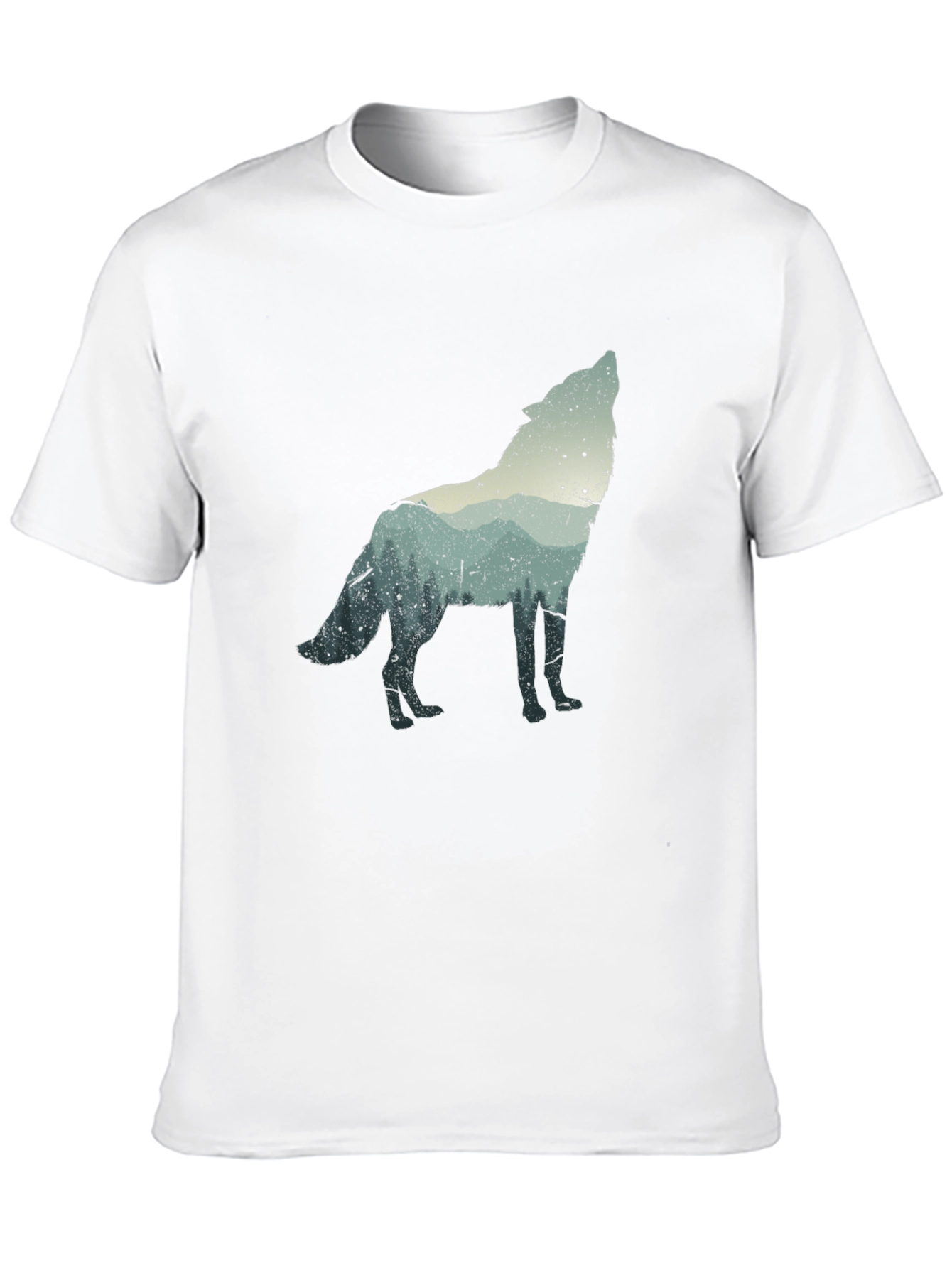 Wolf Silhouette Graphic Tee - Black Crew Neck