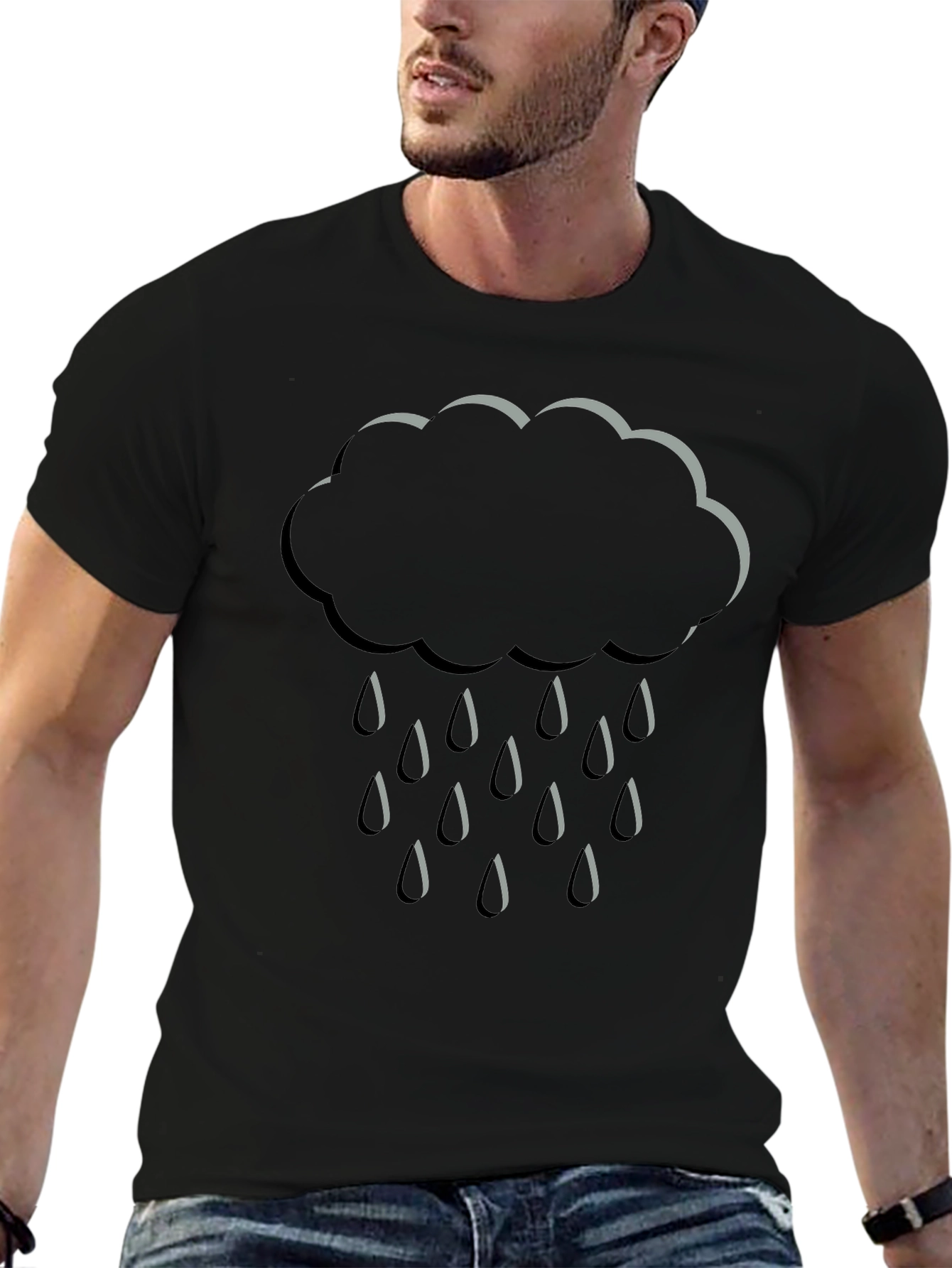 Rain Cloud Graphic Black T-Shirt