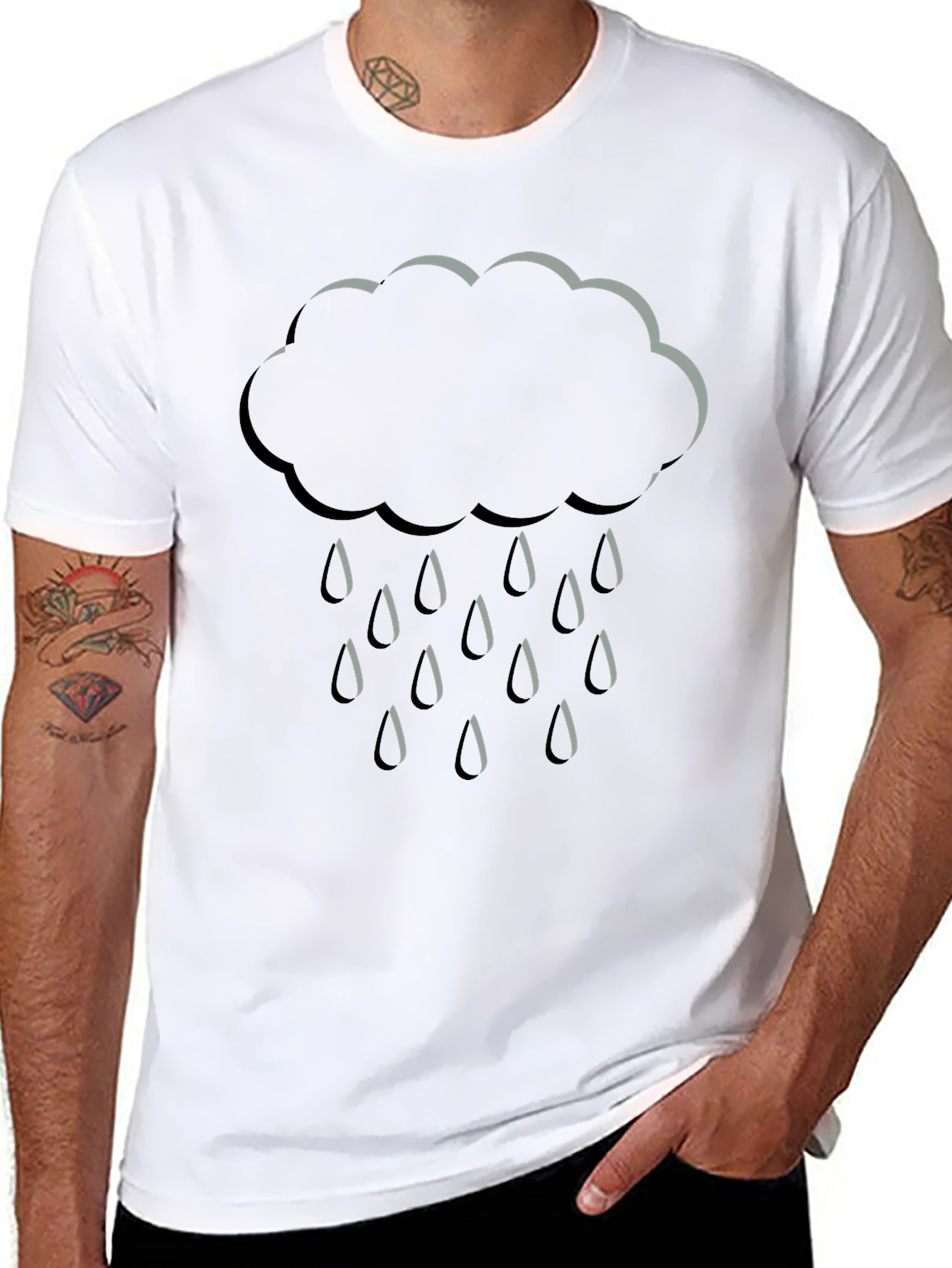 Rain Cloud Graphic Black T-Shirt