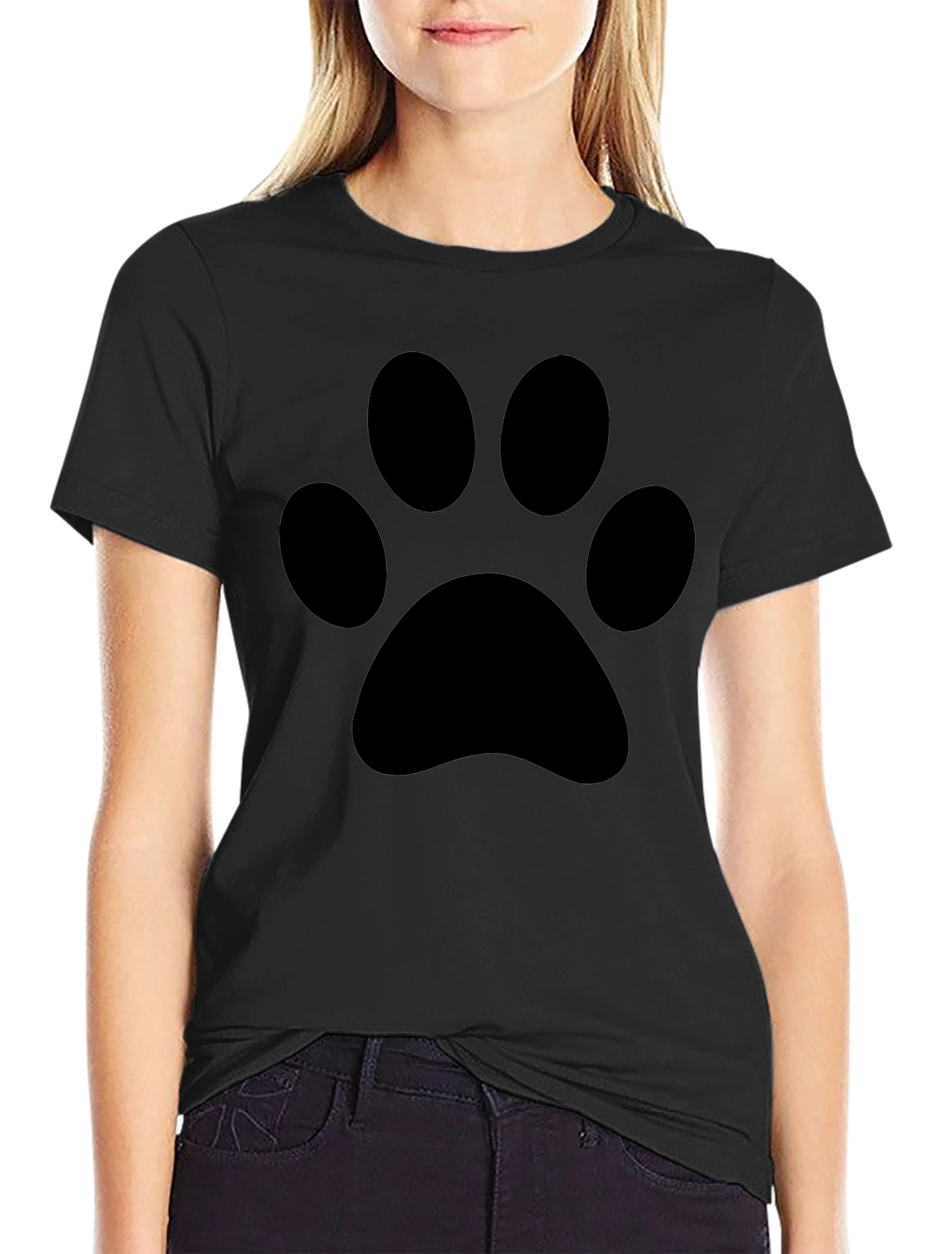 Paw Print Graphic Tee - Black