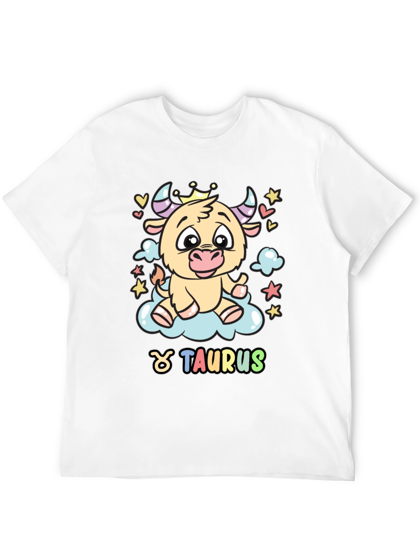 Taurus Zodiac Sign Cartoon Bull Black T-Shirt