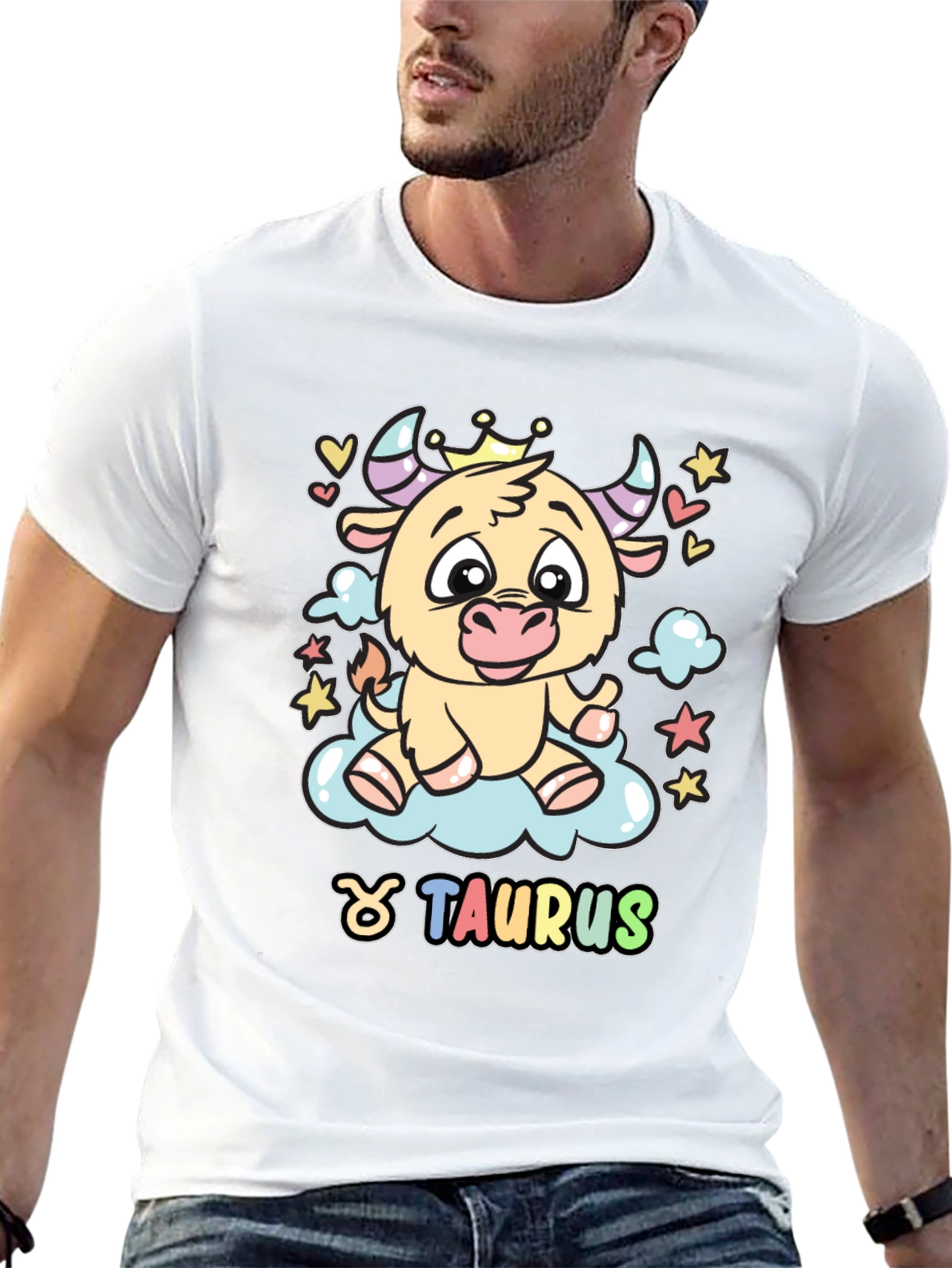 Taurus Zodiac Sign Cartoon Bull Black T-Shirt