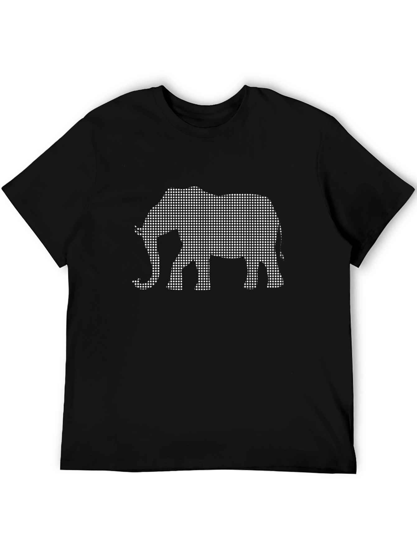 Elephant Dot Art Black T-Shirt - Modern Graphic Tee