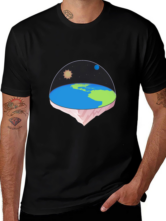 Flat Earth Graphic Tee - Novelty Conspiracy T-Shirt