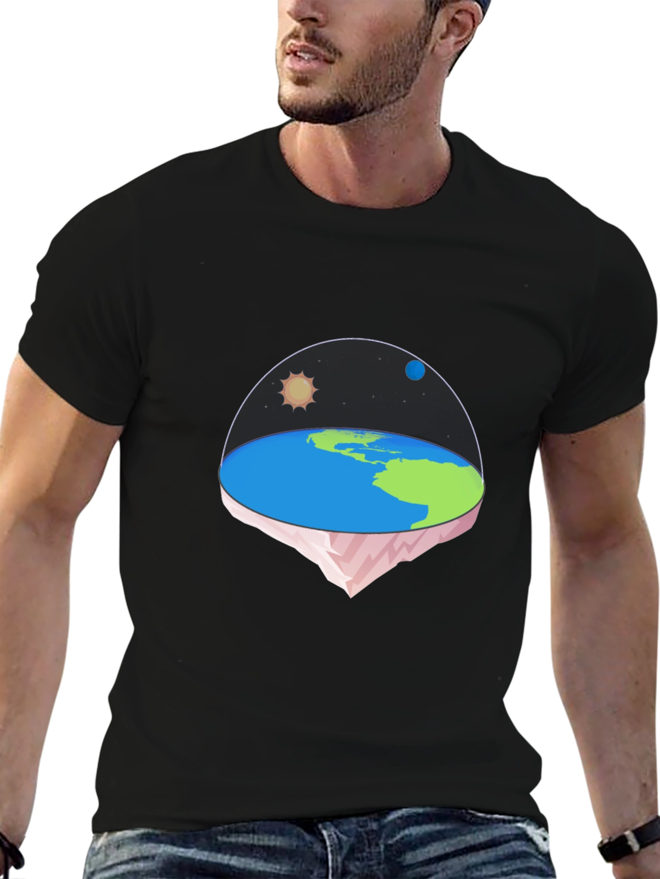 Flat Earth Graphic Tee - Novelty Conspiracy T-Shirt