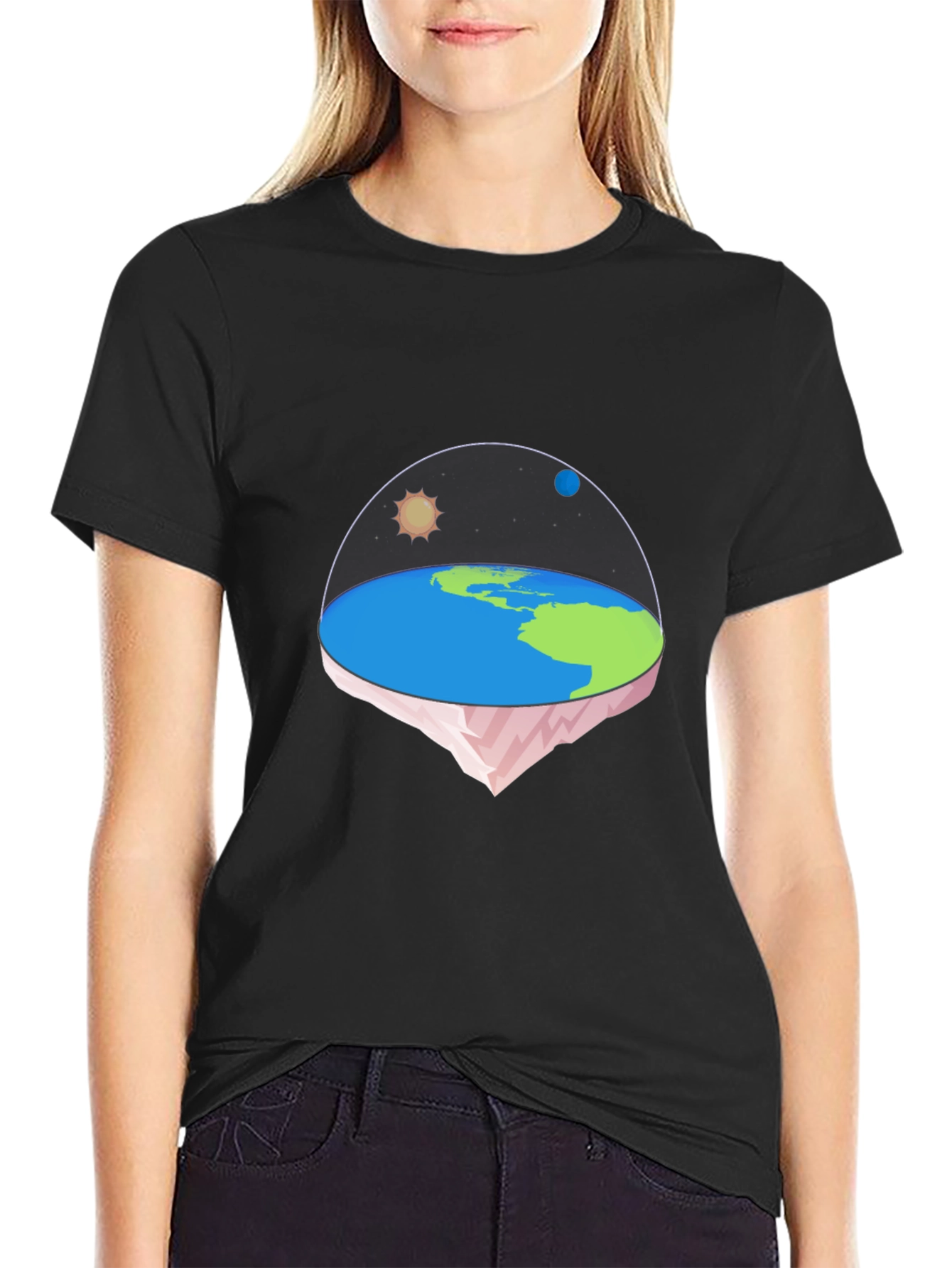 Flat Earth Graphic Tee - Novelty Conspiracy T-Shirt