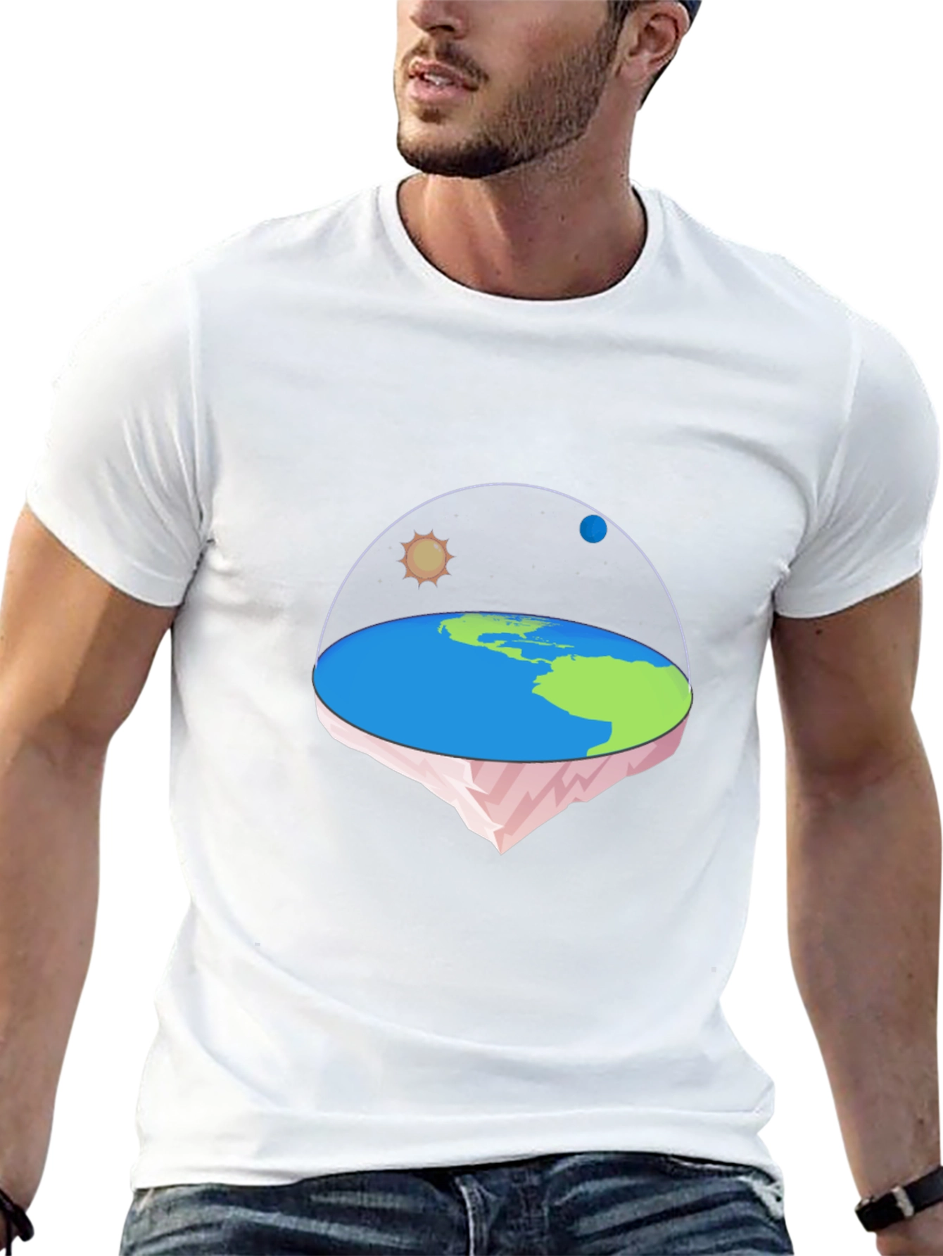 Flat Earth Graphic Tee - Novelty Conspiracy T-Shirt