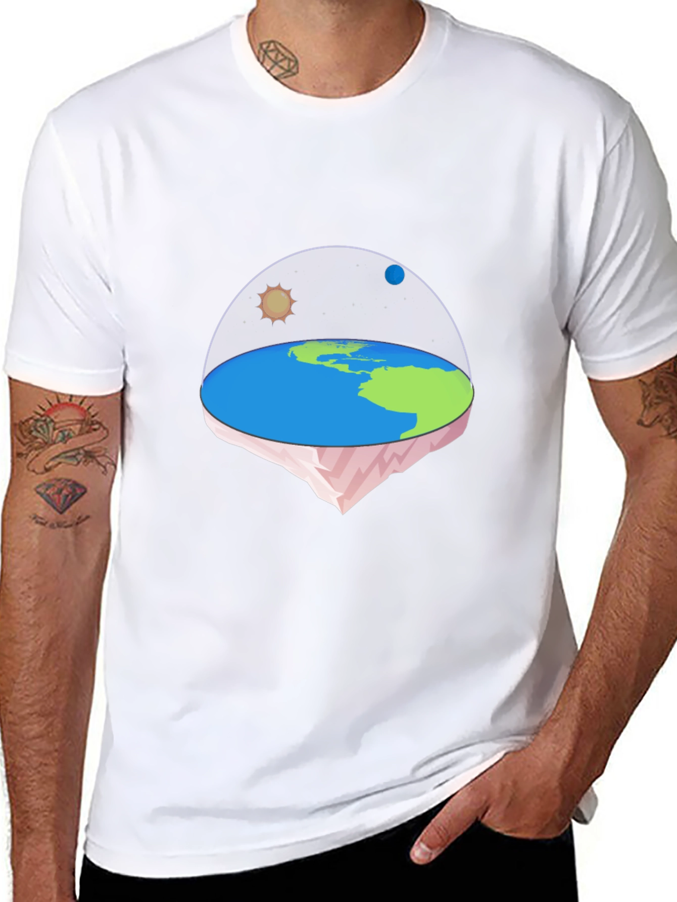 Flat Earth Graphic Tee - Novelty Conspiracy T-Shirt