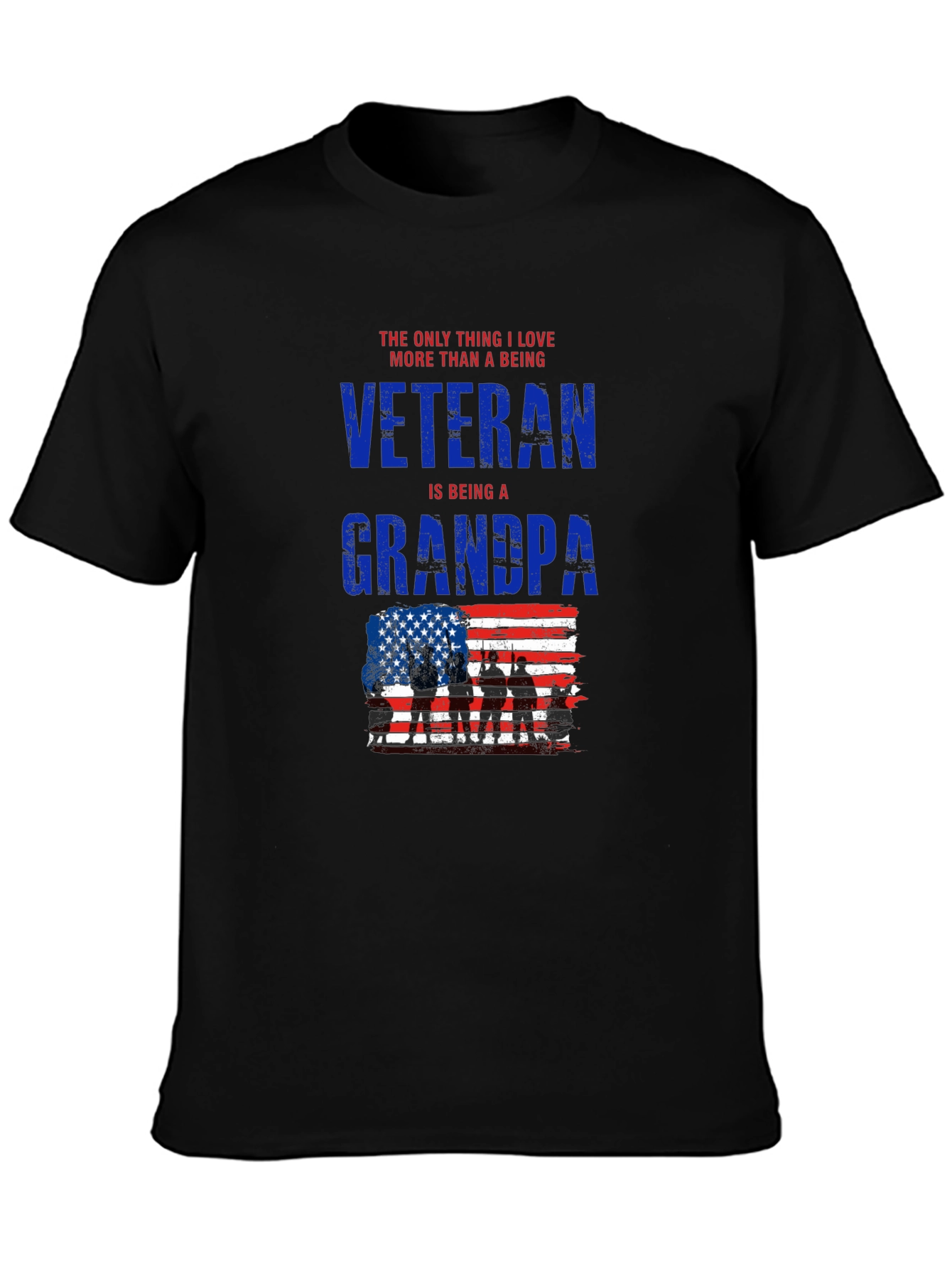 Veteran Grandpa T-Shirt - Patriotic USA Flag Design