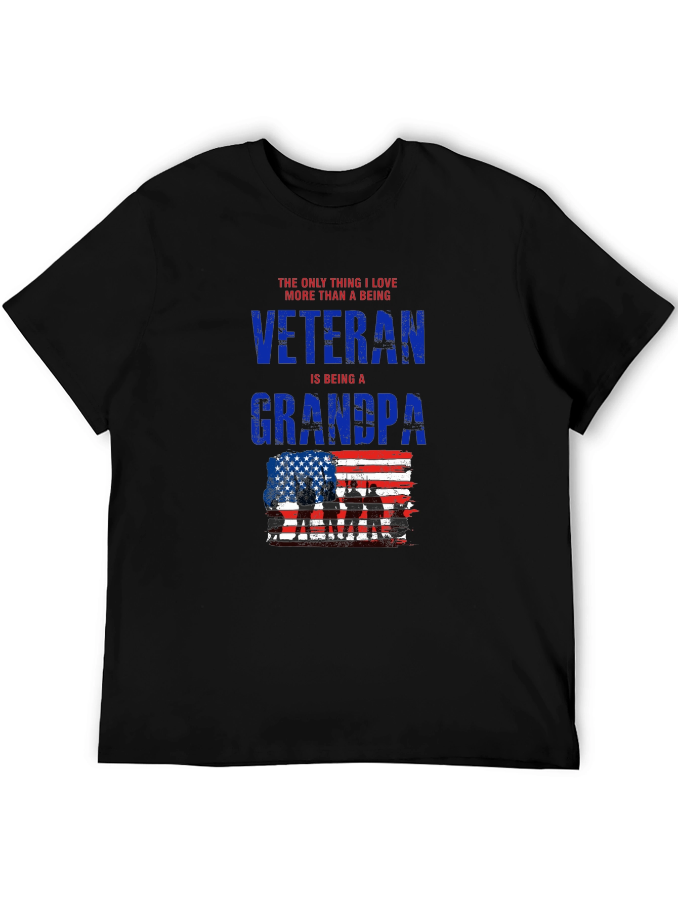 Veteran Grandpa T-Shirt - Patriotic USA Flag Design