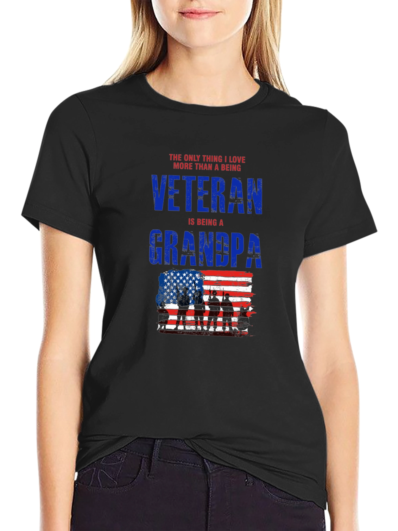 Veteran Grandpa T-Shirt - Patriotic USA Flag Design