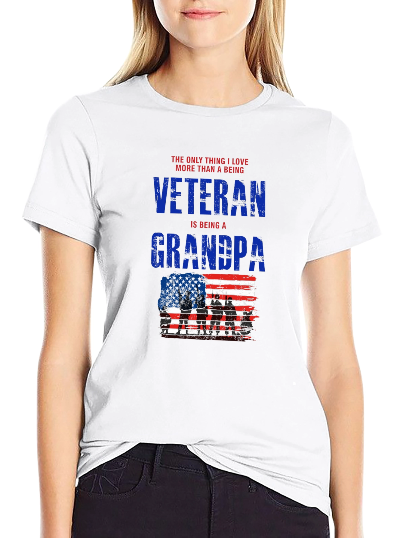 Veteran Grandpa T-Shirt - Patriotic USA Flag Design