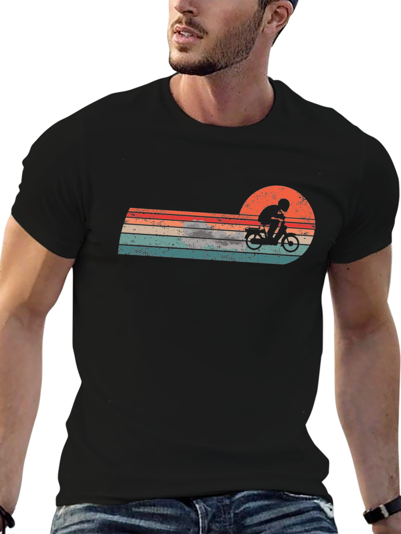 Retro Motorcycle Sunset Graphic Tee