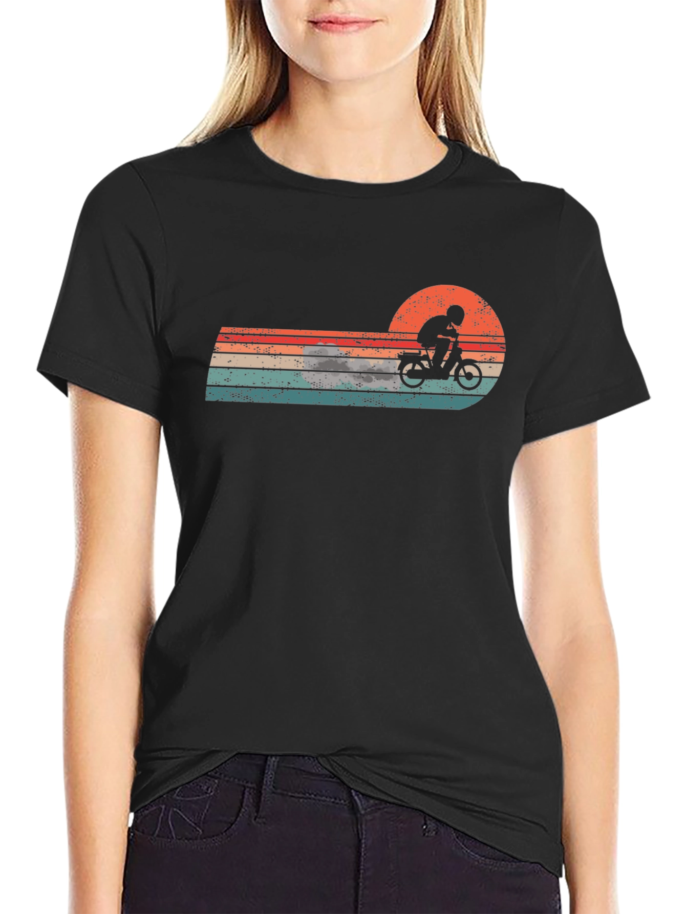 Retro Motorcycle Sunset Graphic Tee