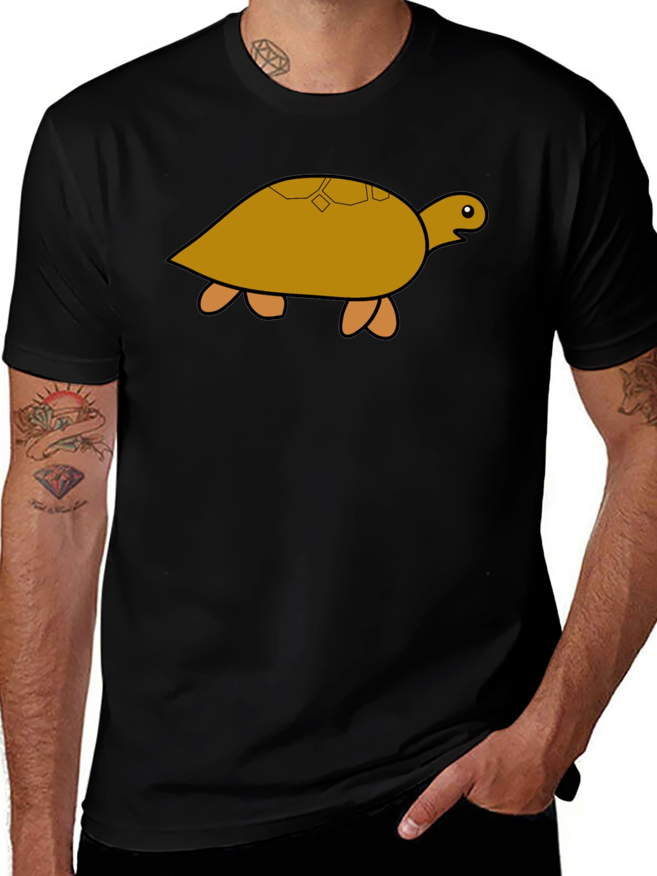 Turtle Graphic T-Shirt - Black Cotton Tee
