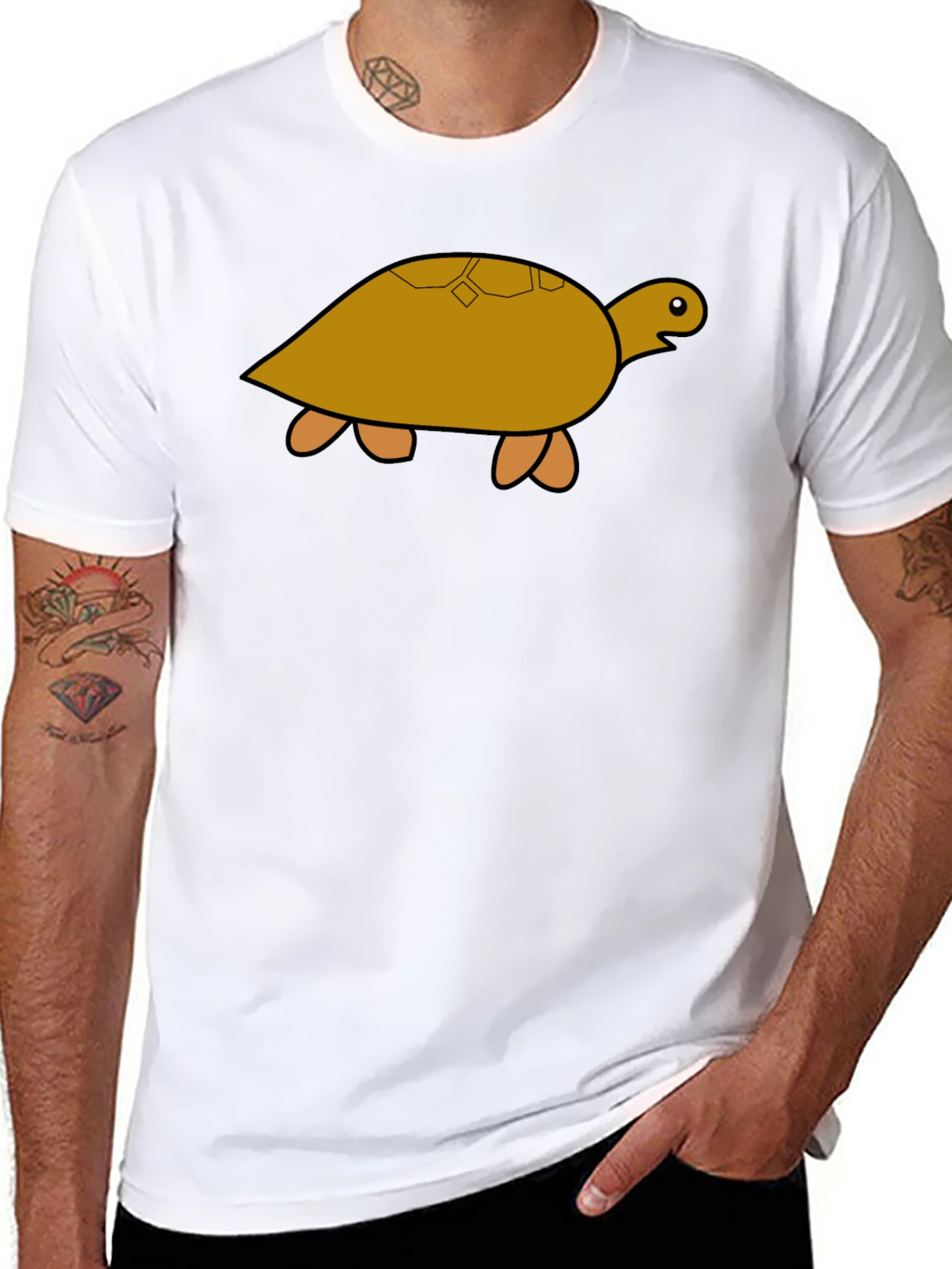 Turtle Graphic T-Shirt - Black Cotton Tee