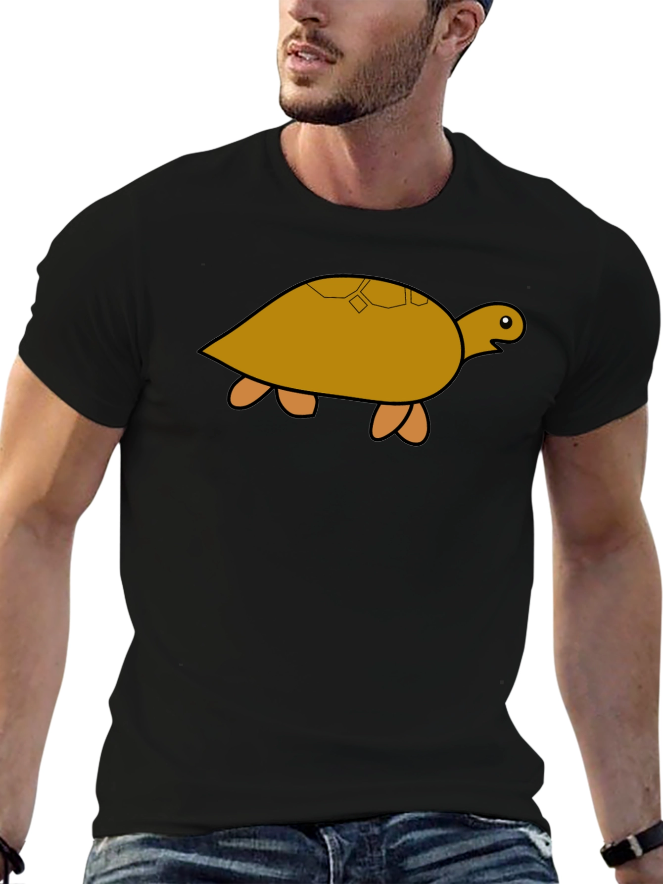 Turtle Graphic T-Shirt - Black Cotton Tee