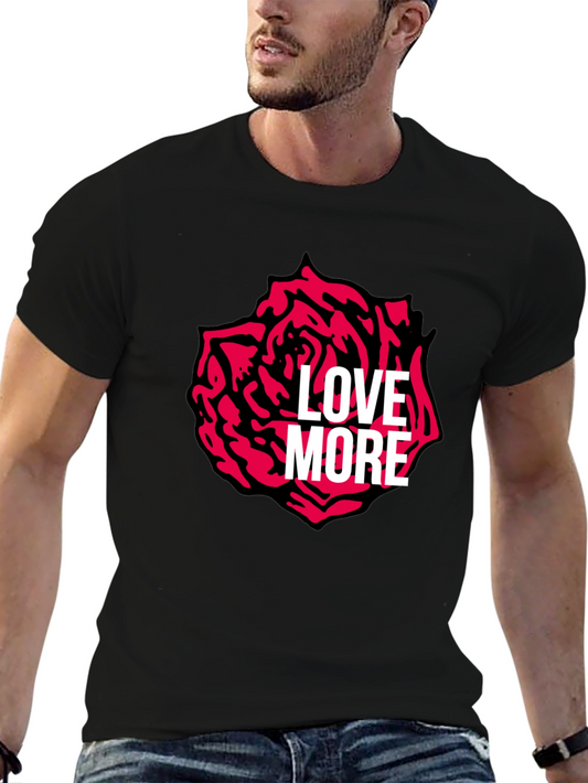 Love More Rose Graphic Tee - Stylish Black T-Shirt