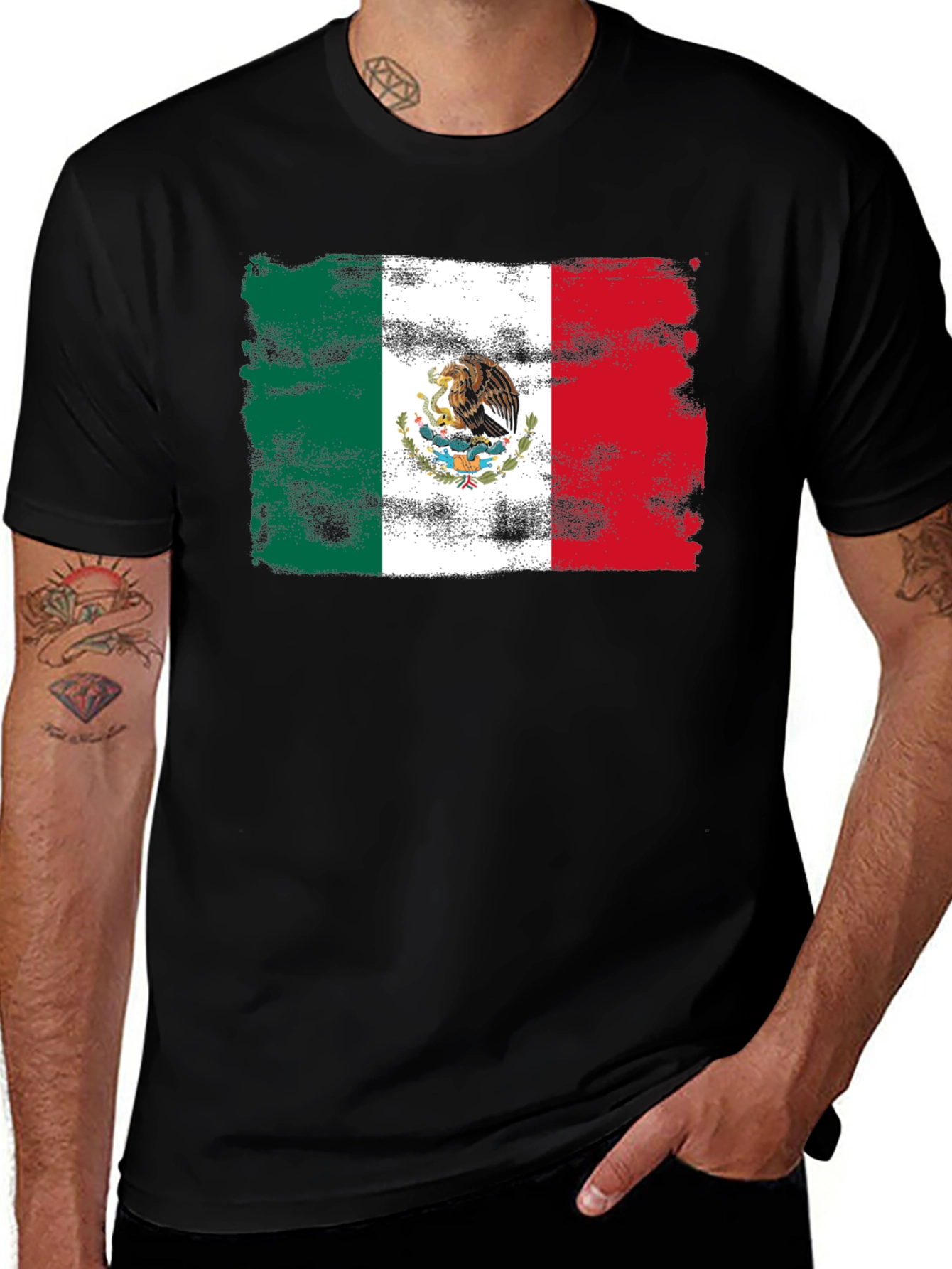 Mexico Flag T-Shirt Distressed Graphic Tee