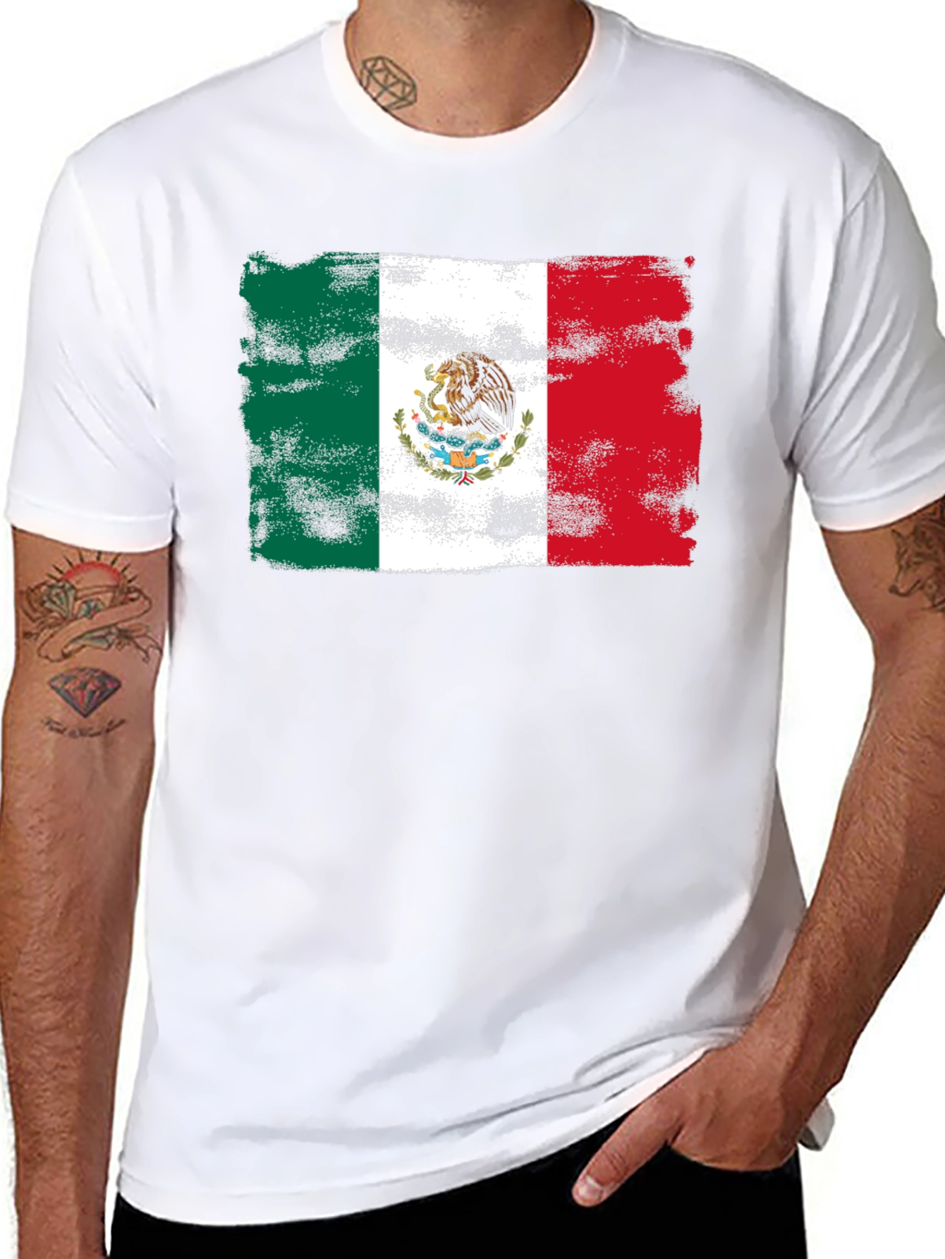 Mexico Flag T-Shirt Distressed Graphic Tee
