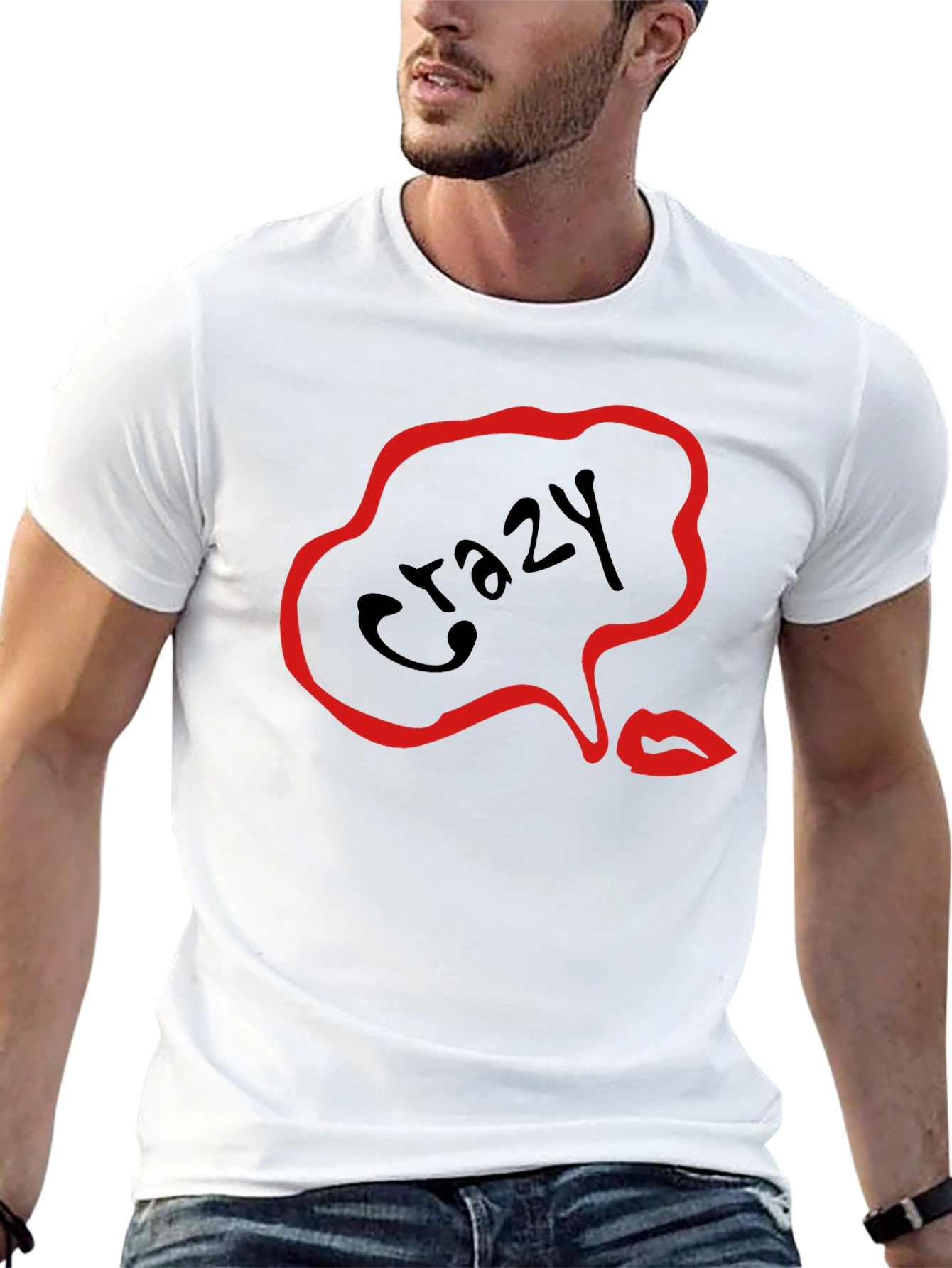 Crazy Lips Graphic Black T-Shirt