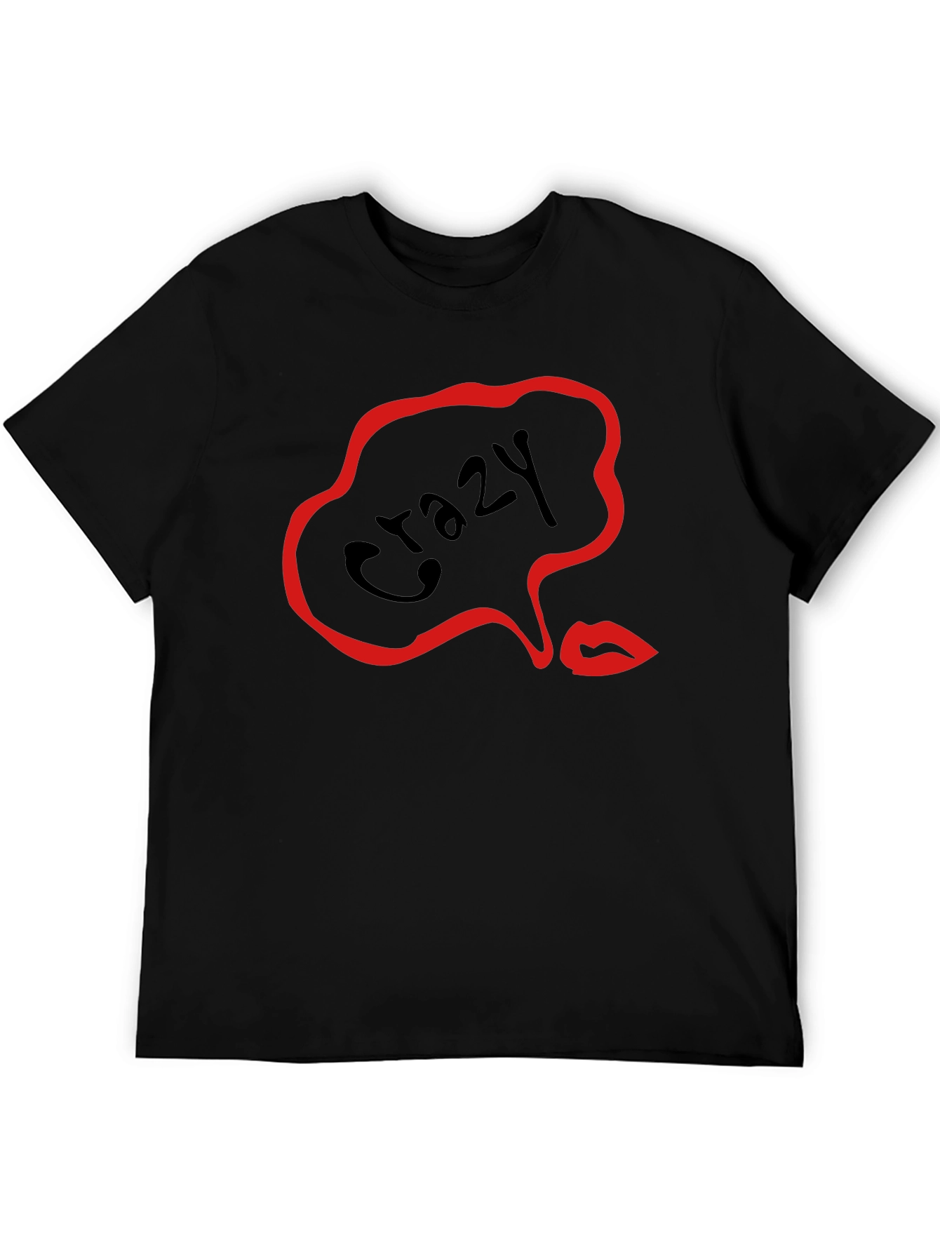 Crazy Lips Graphic Black T-Shirt
