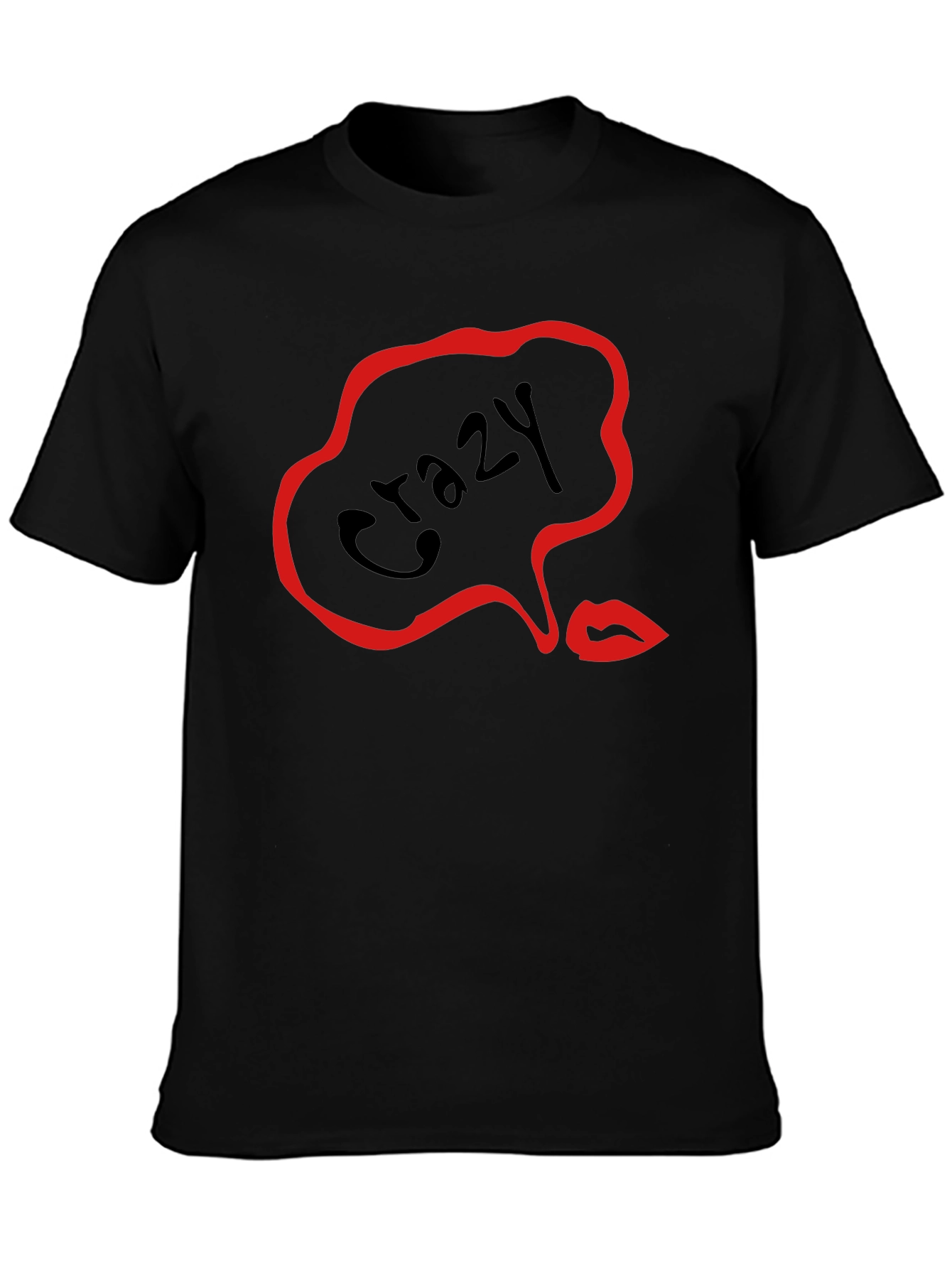 Crazy Lips Graphic Black T-Shirt