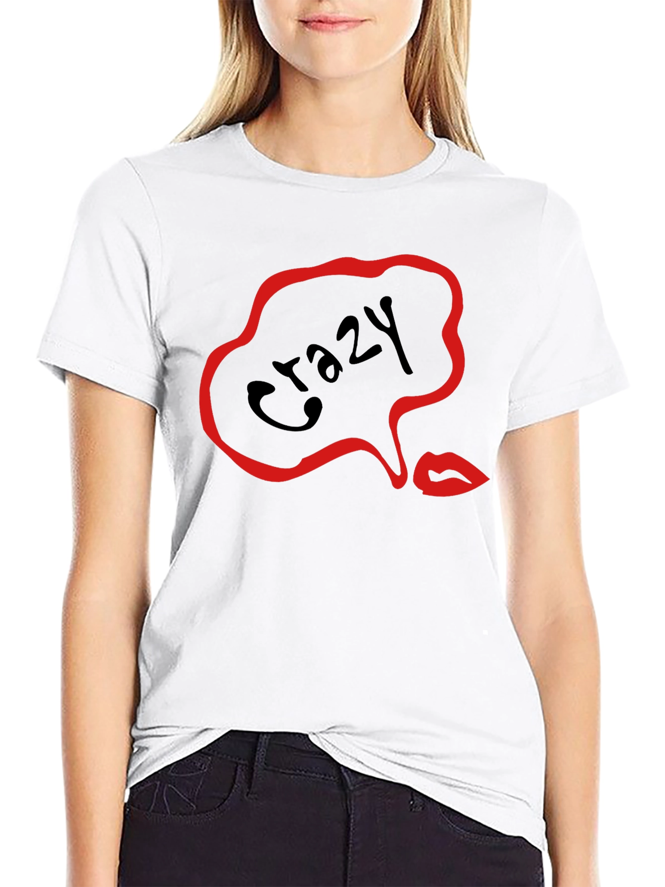 Crazy Lips Graphic Black T-Shirt