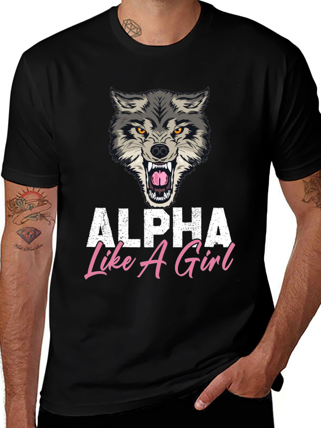 Alpha Like A Girl Graphic Tee - Wolf Design