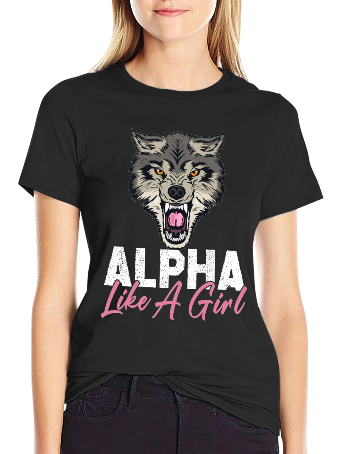 Alpha Like A Girl Graphic Tee - Wolf Design