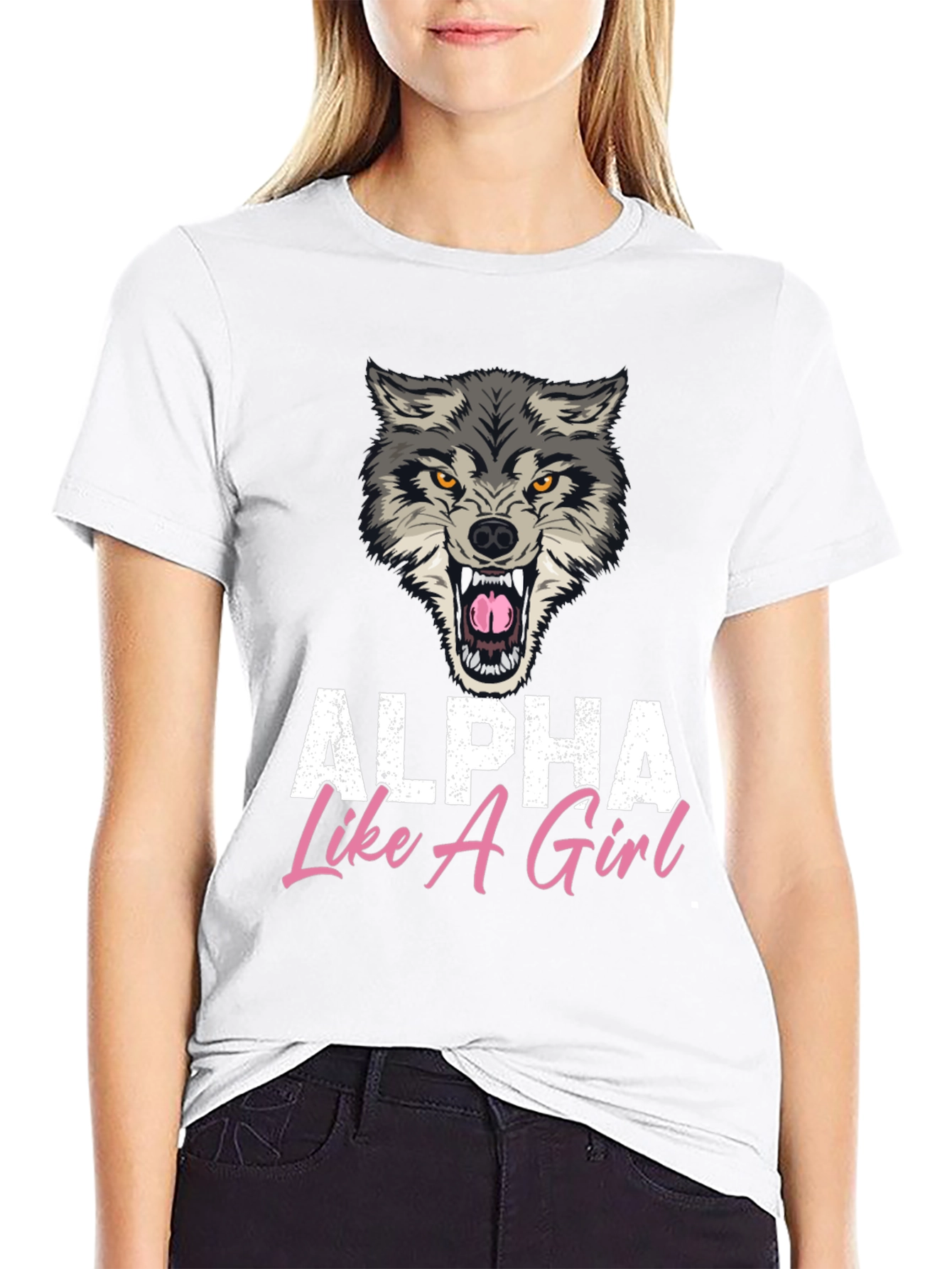Alpha Like A Girl Graphic Tee - Wolf Design