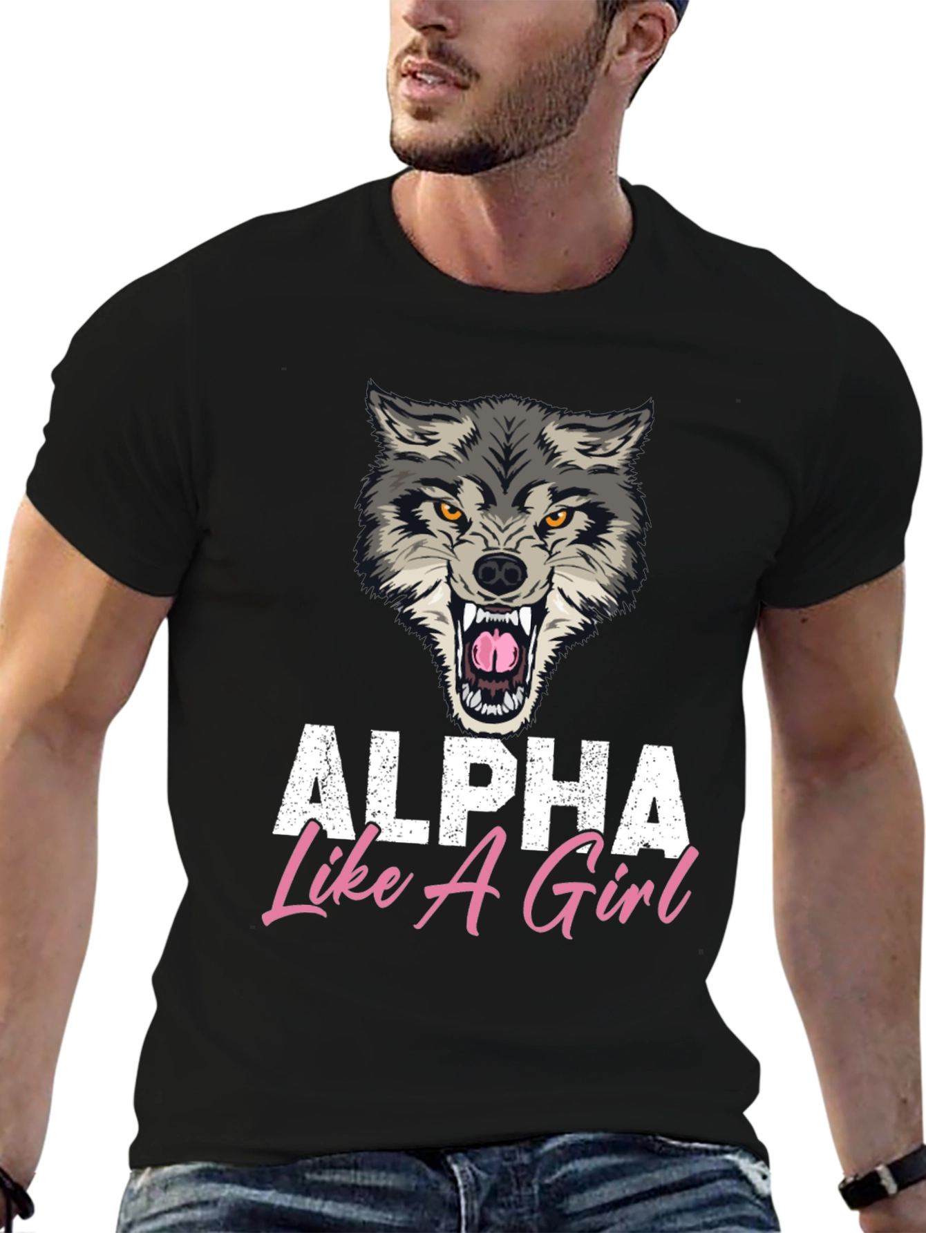 Alpha Like A Girl Graphic Tee - Wolf Design