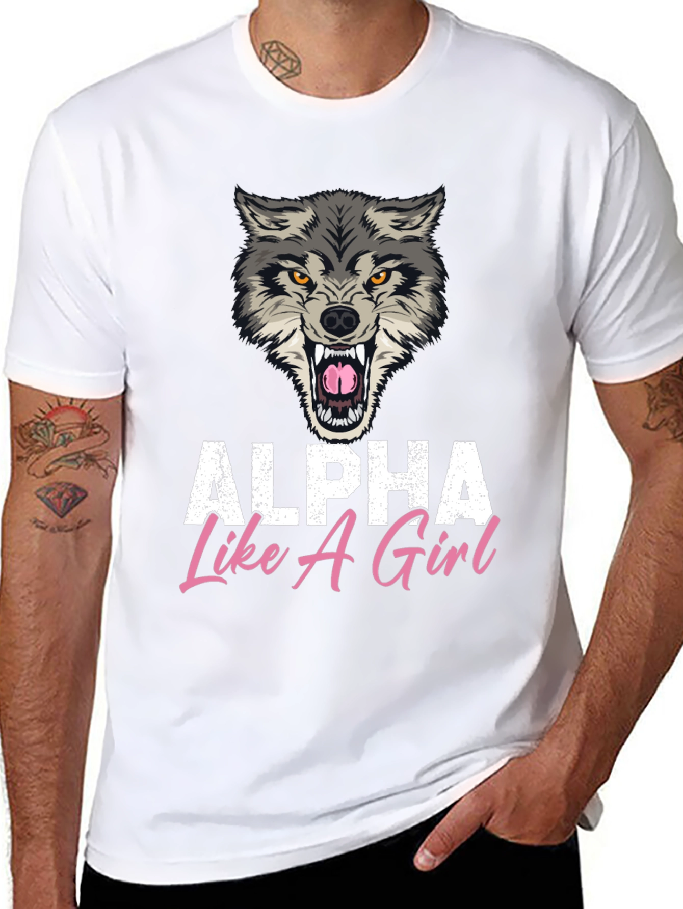 Alpha Like A Girl Graphic Tee - Wolf Design