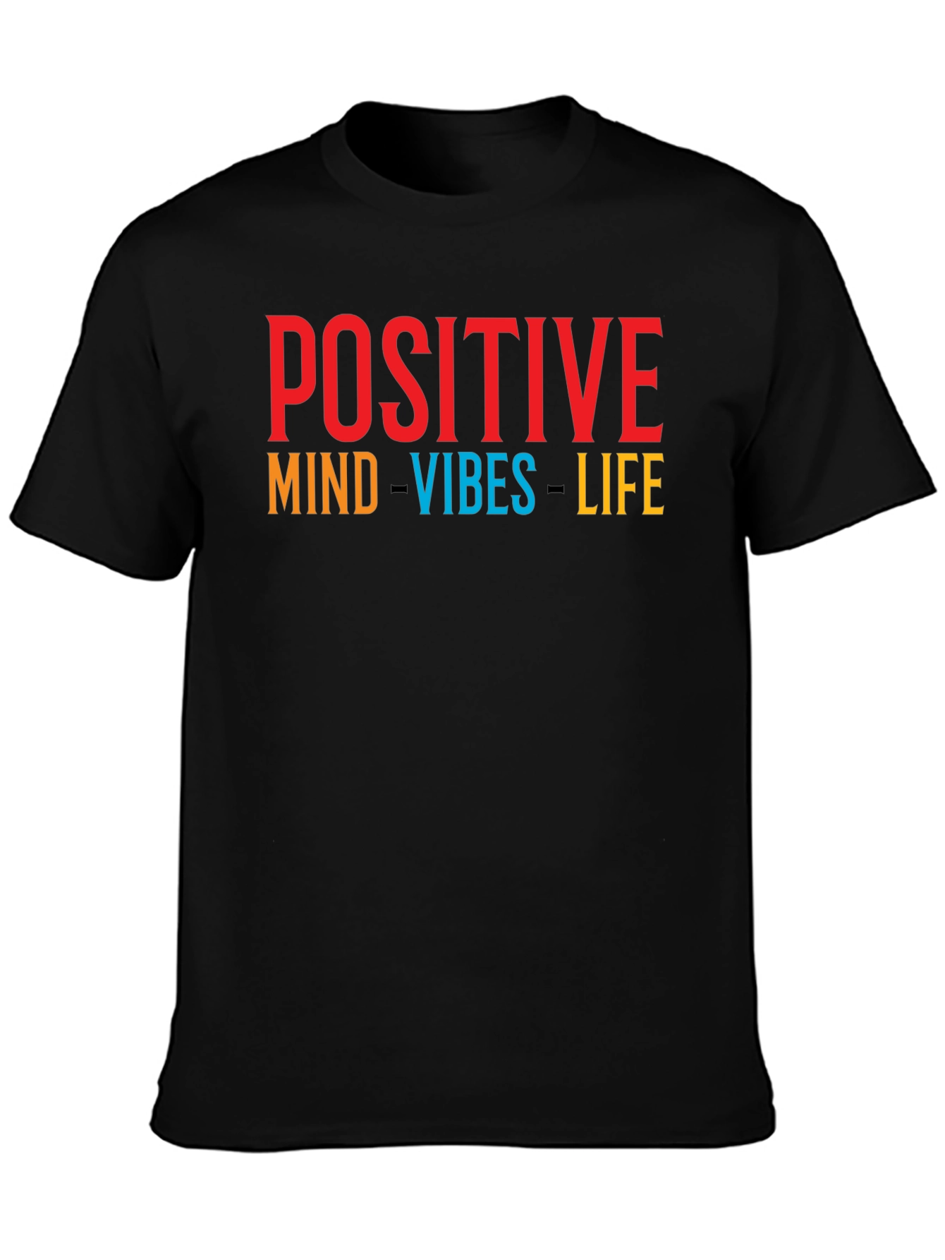 Positive Vibes T-Shirt - Graphic Print Crew Neck Tee